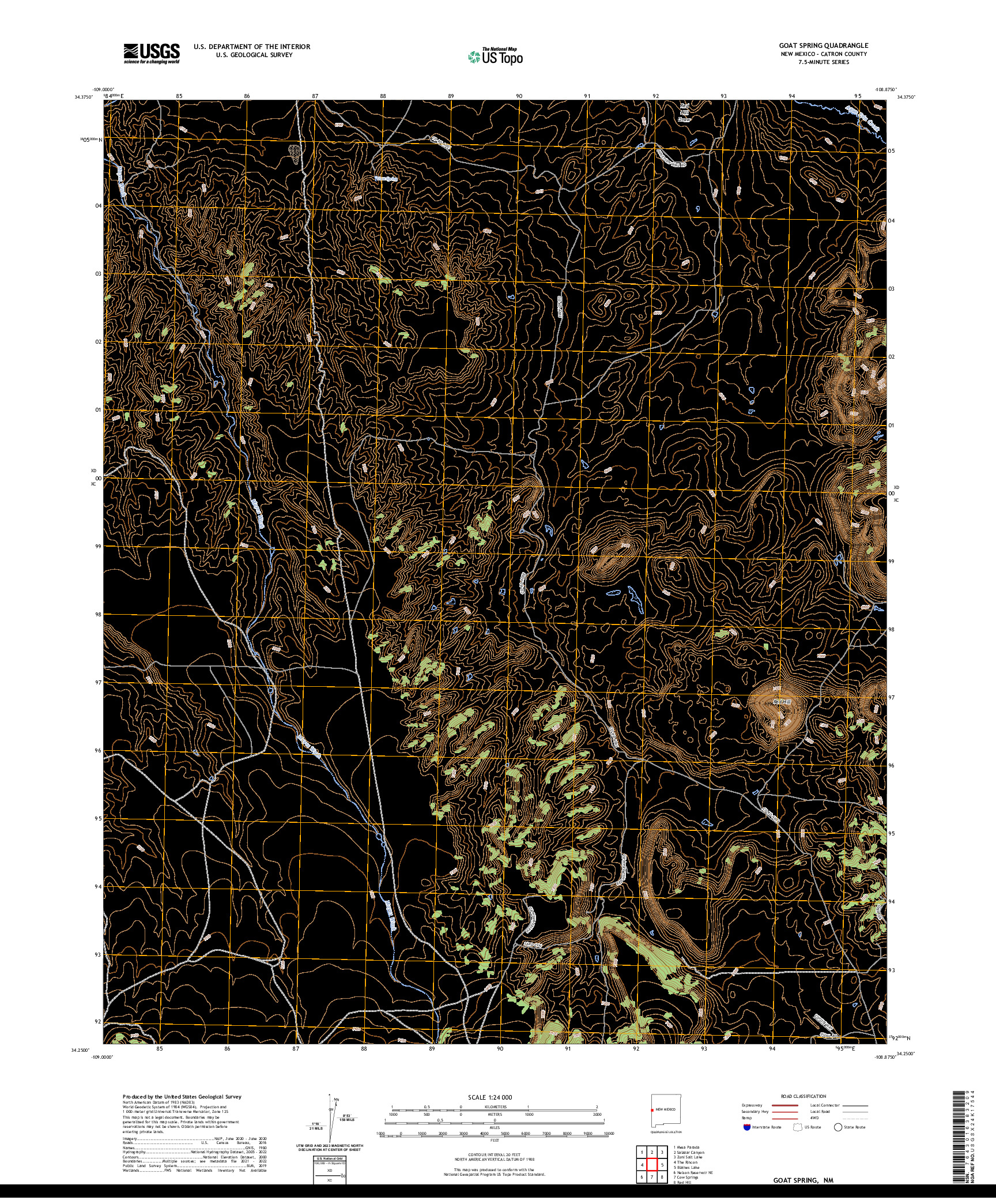 US TOPO 7.5-MINUTE MAP FOR GOAT SPRING, NM