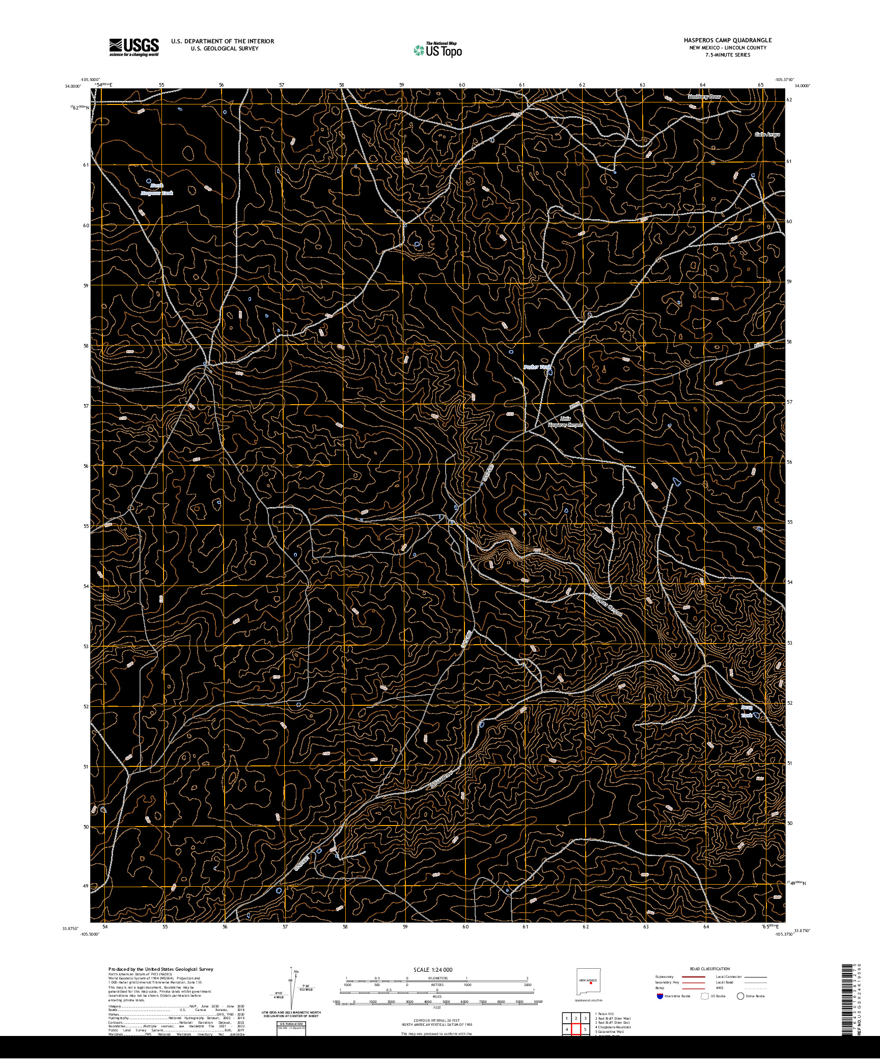 US TOPO 7.5-MINUTE MAP FOR HASPEROS CAMP, NM