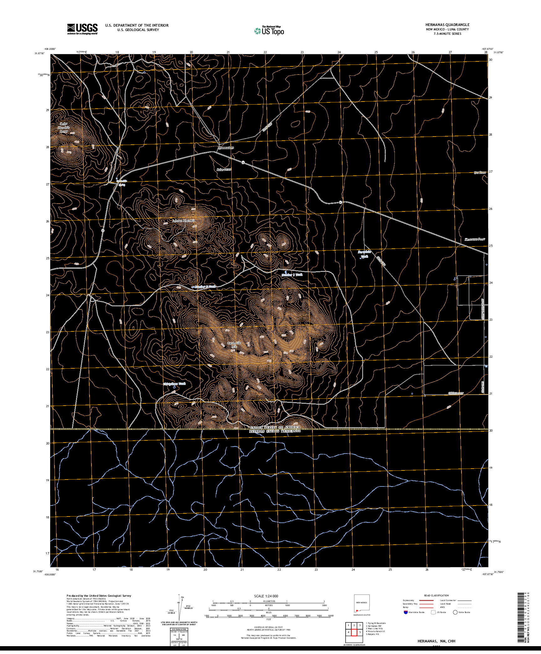 US TOPO 7.5-MINUTE MAP FOR HERMANAS, NM,CHH