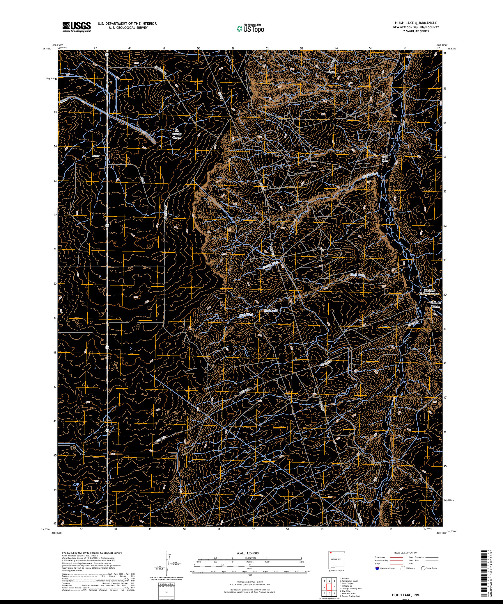 US TOPO 7.5-MINUTE MAP FOR HUGH LAKE, NM