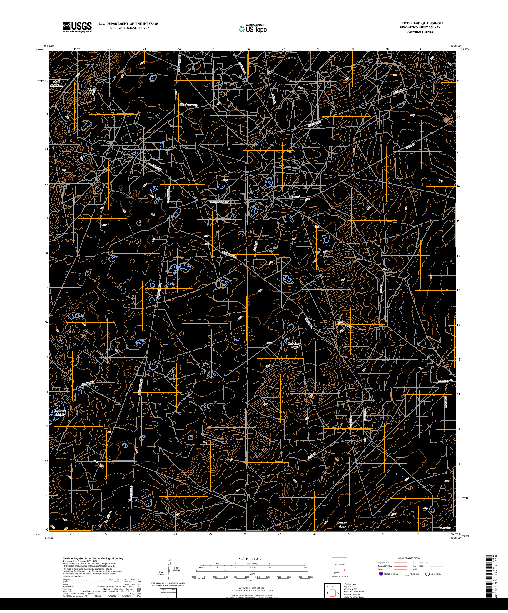 US TOPO 7.5-MINUTE MAP FOR ILLINOIS CAMP, NM