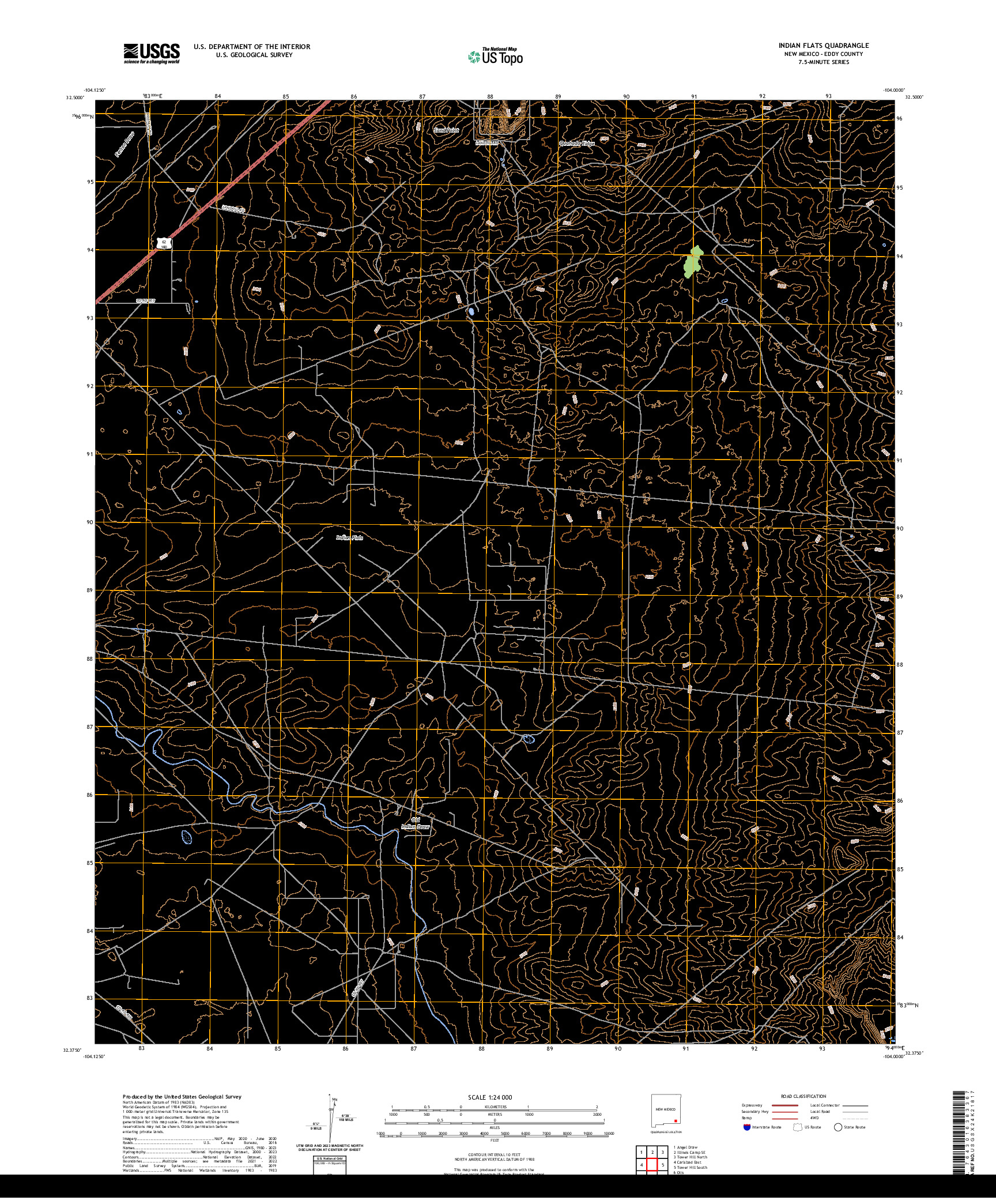 US TOPO 7.5-MINUTE MAP FOR INDIAN FLATS, NM