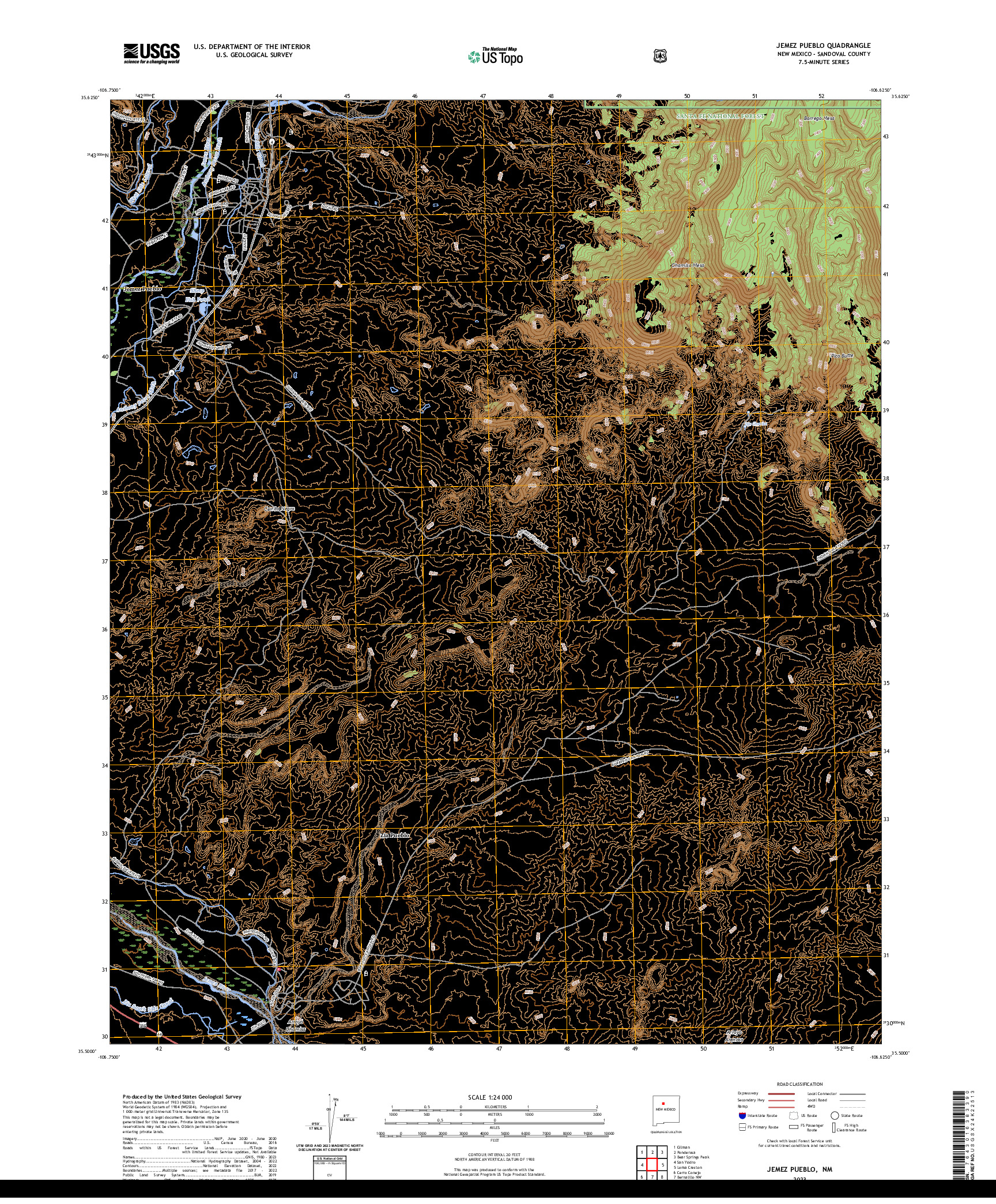 US TOPO 7.5-MINUTE MAP FOR JEMEZ PUEBLO, NM