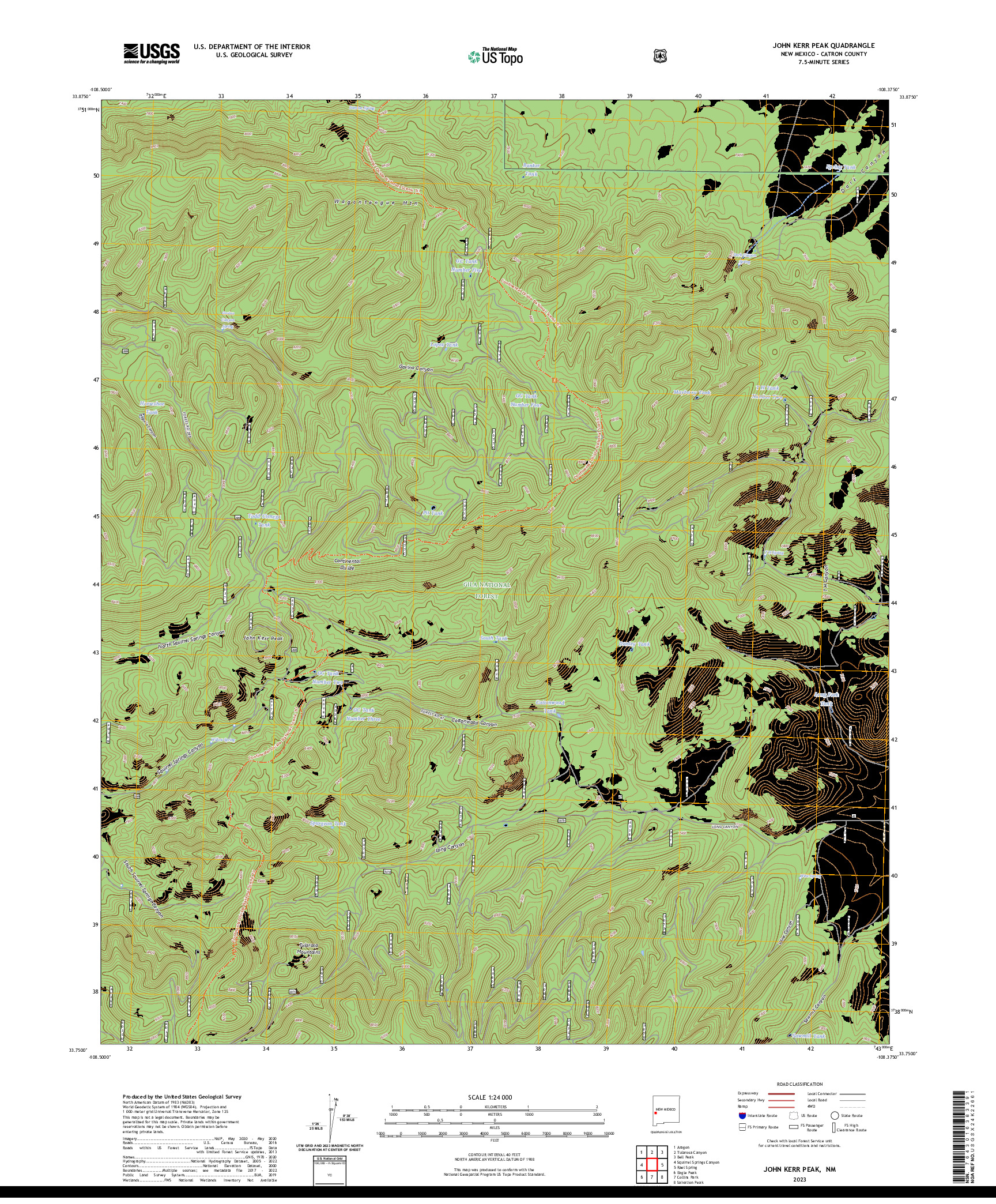 US TOPO 7.5-MINUTE MAP FOR JOHN KERR PEAK, NM
