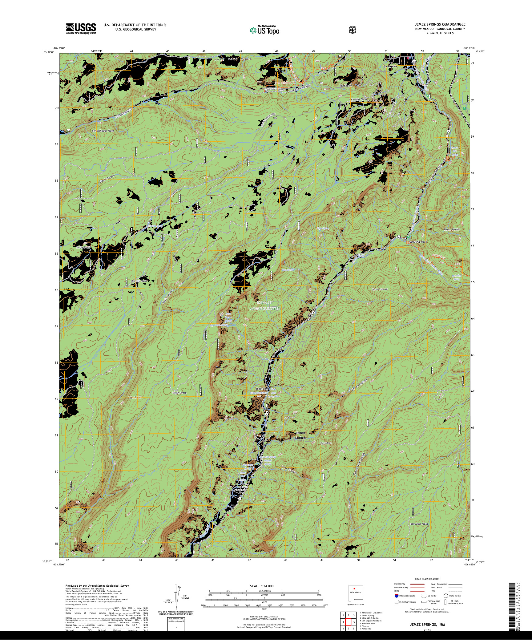 US TOPO 7.5-MINUTE MAP FOR JEMEZ SPRINGS, NM