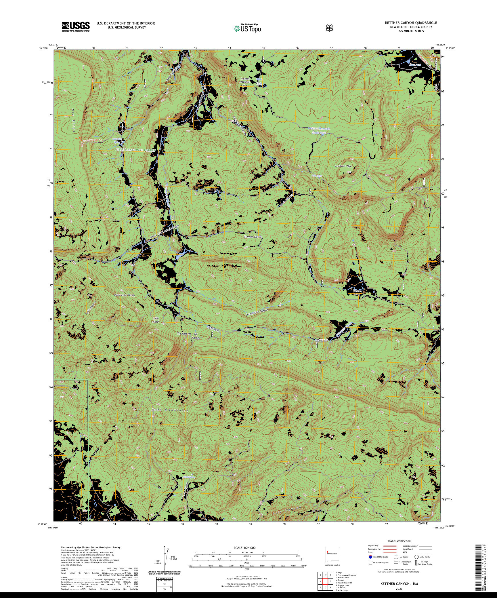 US TOPO 7.5-MINUTE MAP FOR KETTNER CANYON, NM