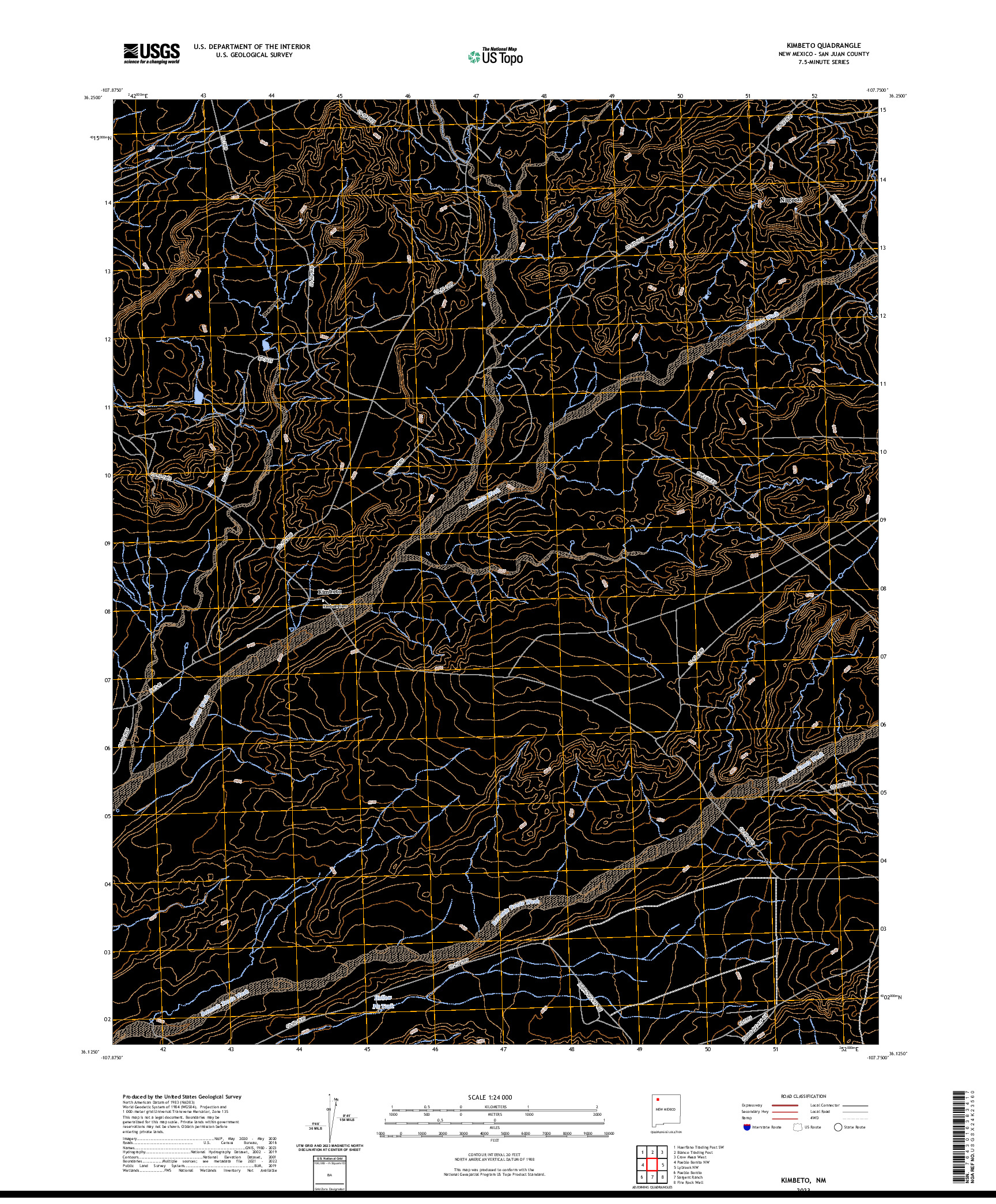 US TOPO 7.5-MINUTE MAP FOR KIMBETO, NM