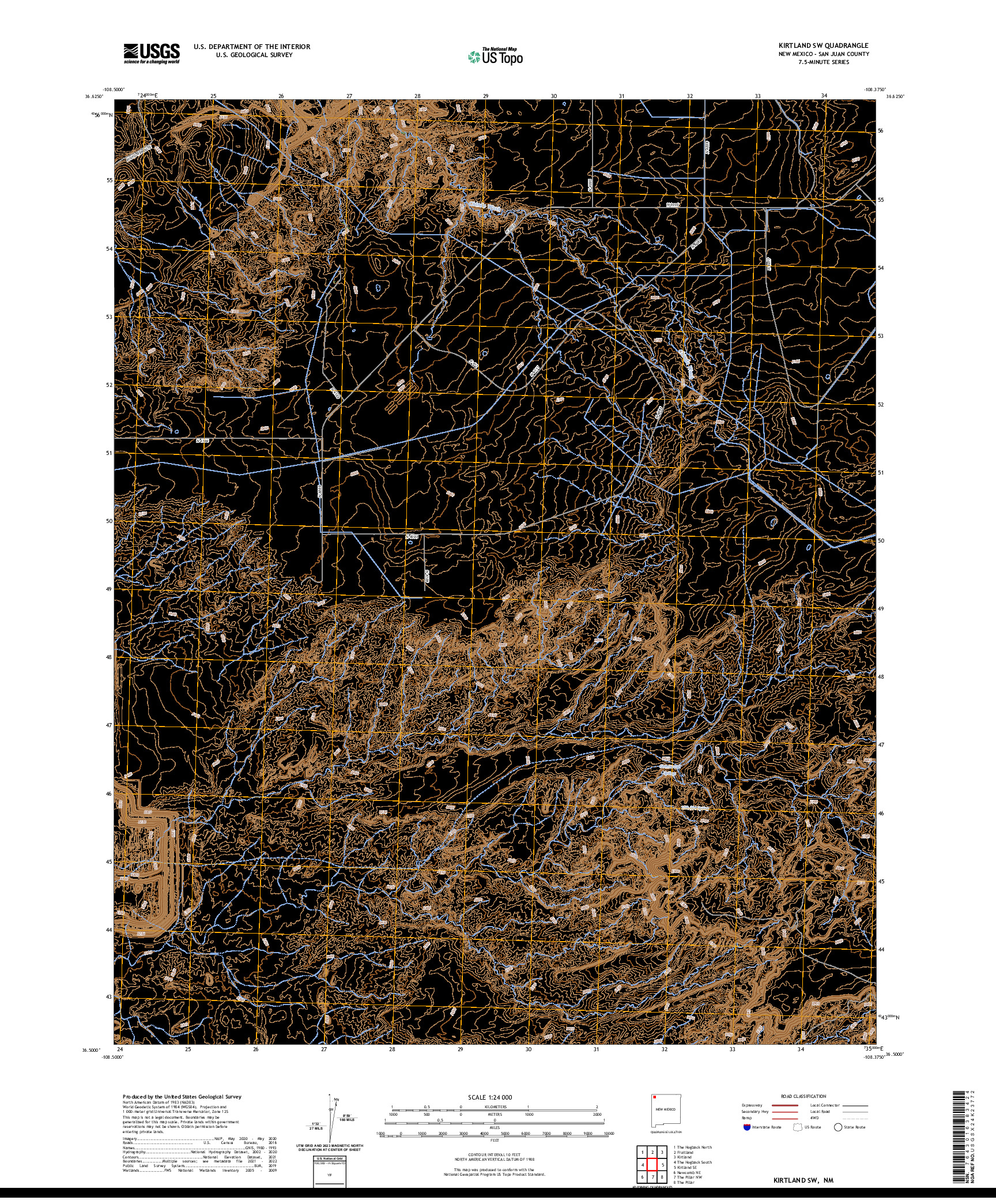 US TOPO 7.5-MINUTE MAP FOR KIRTLAND SW, NM