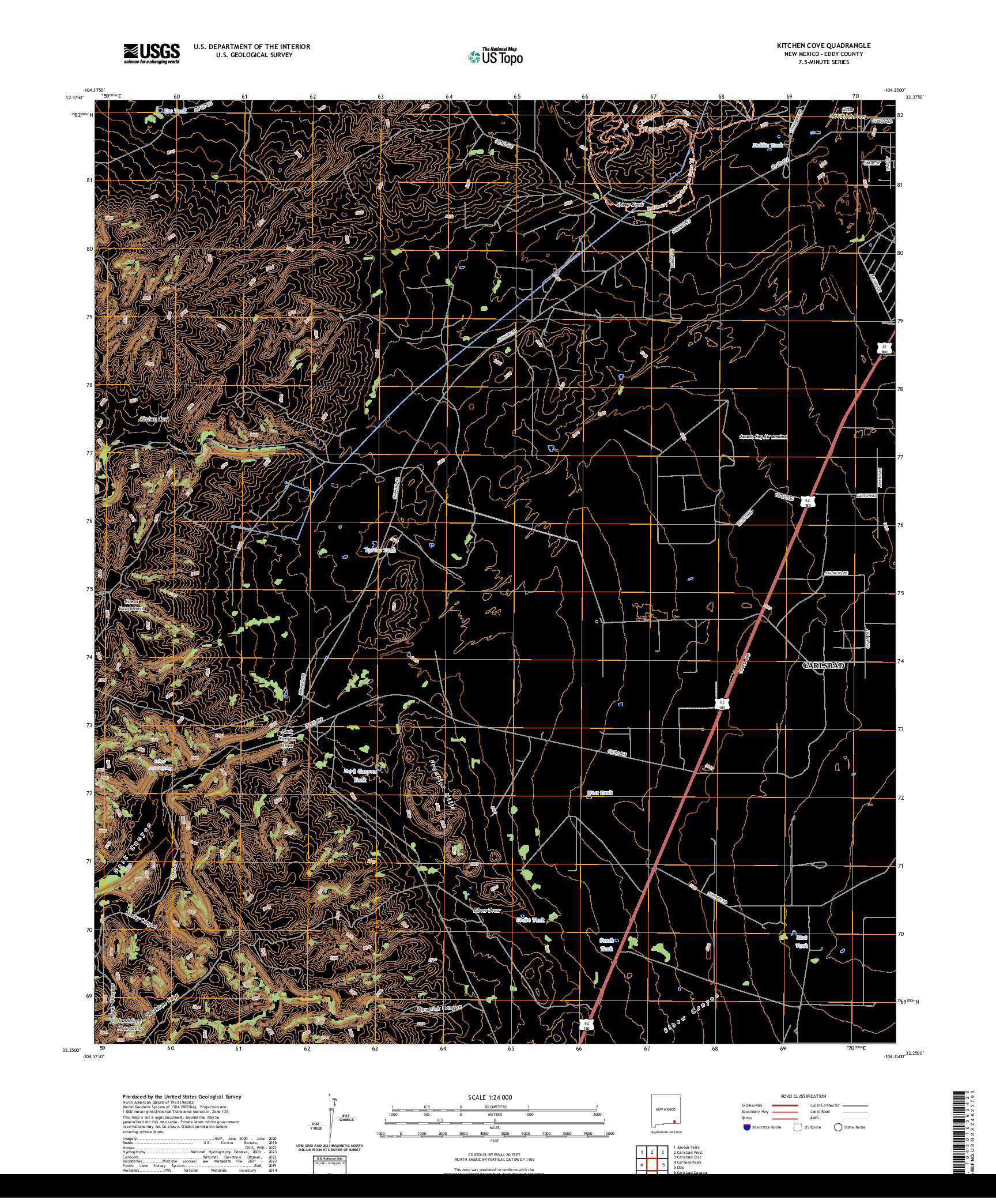 US TOPO 7.5-MINUTE MAP FOR KITCHEN COVE, NM