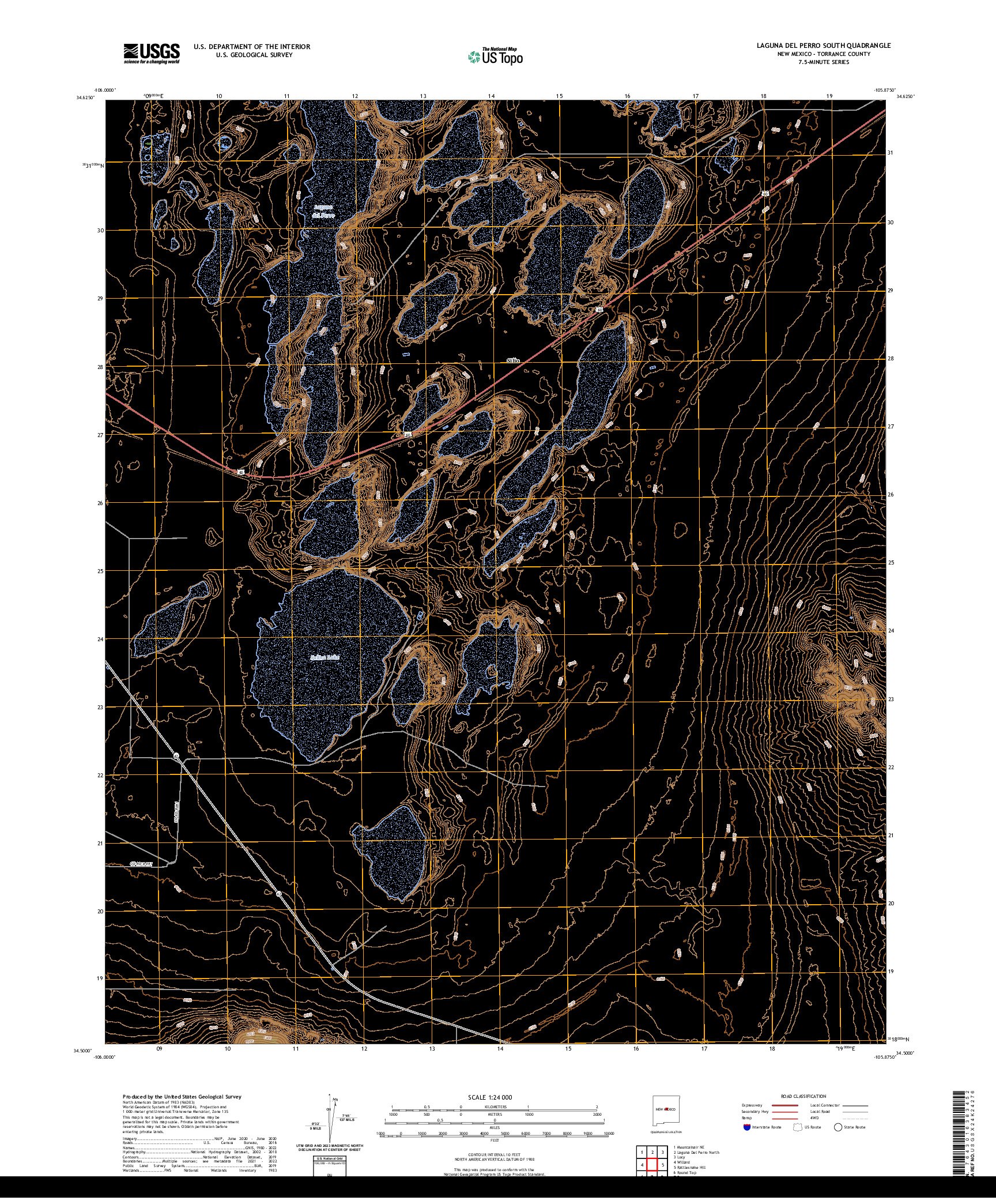 US TOPO 7.5-MINUTE MAP FOR LAGUNA DEL PERRO SOUTH, NM