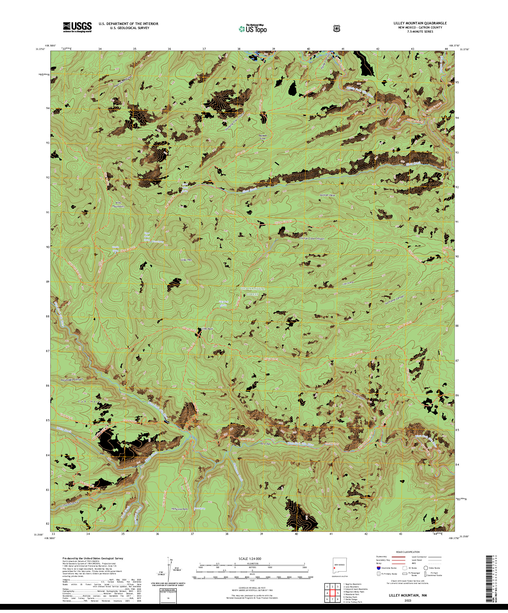 US TOPO 7.5-MINUTE MAP FOR LILLEY MOUNTAIN, NM