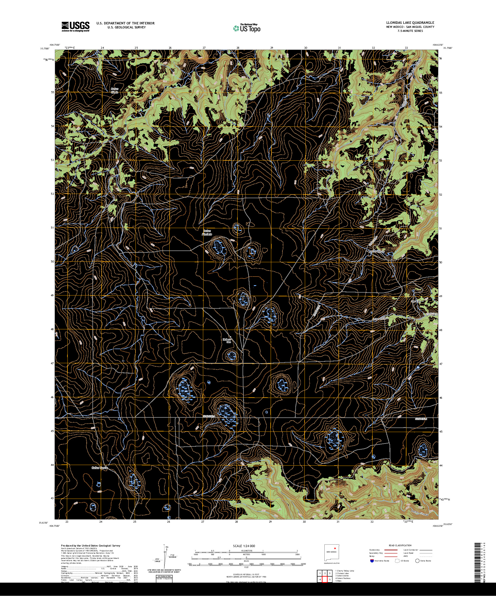US TOPO 7.5-MINUTE MAP FOR LLONIDAS LAKE, NM