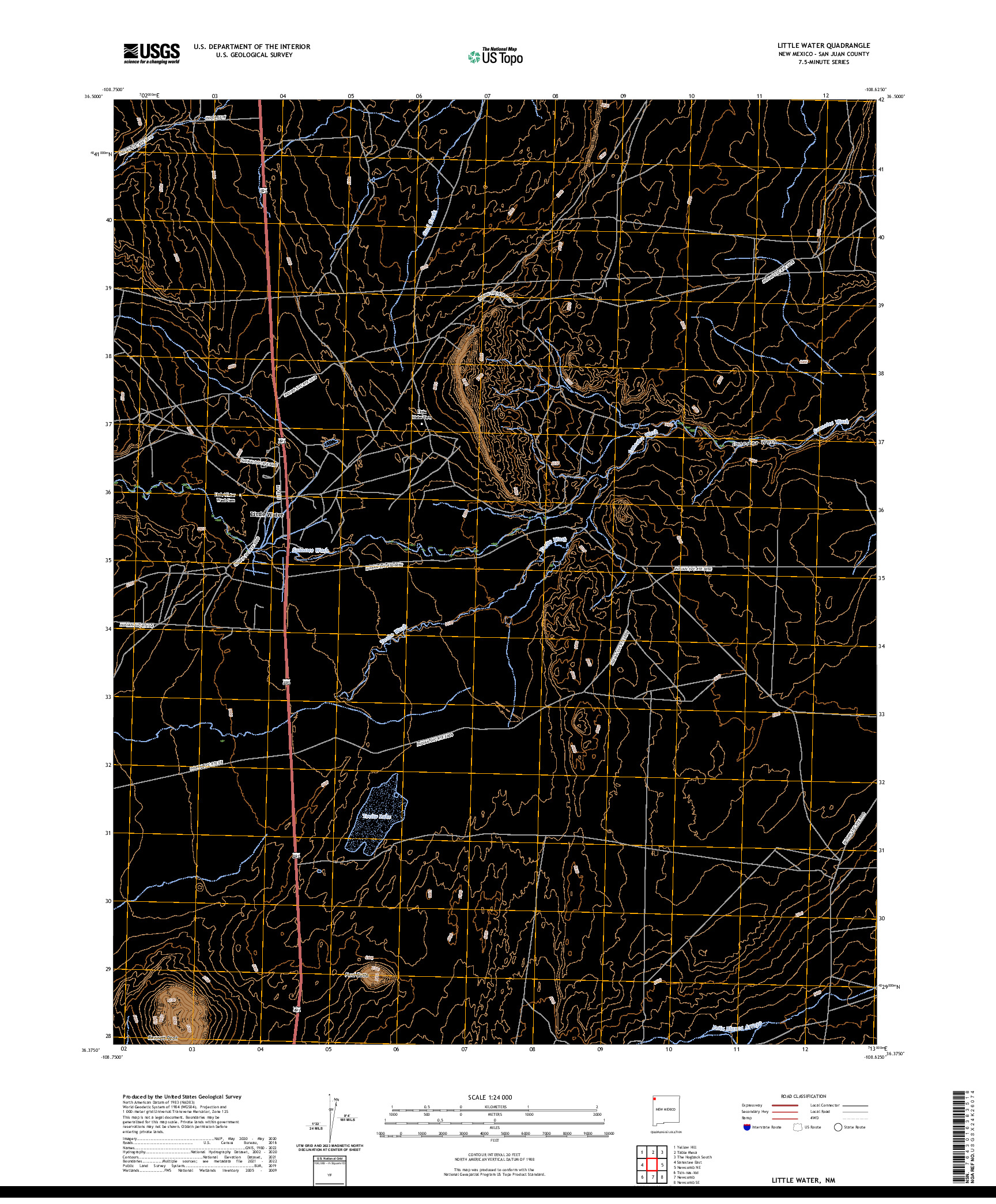 US TOPO 7.5-MINUTE MAP FOR LITTLE WATER, NM