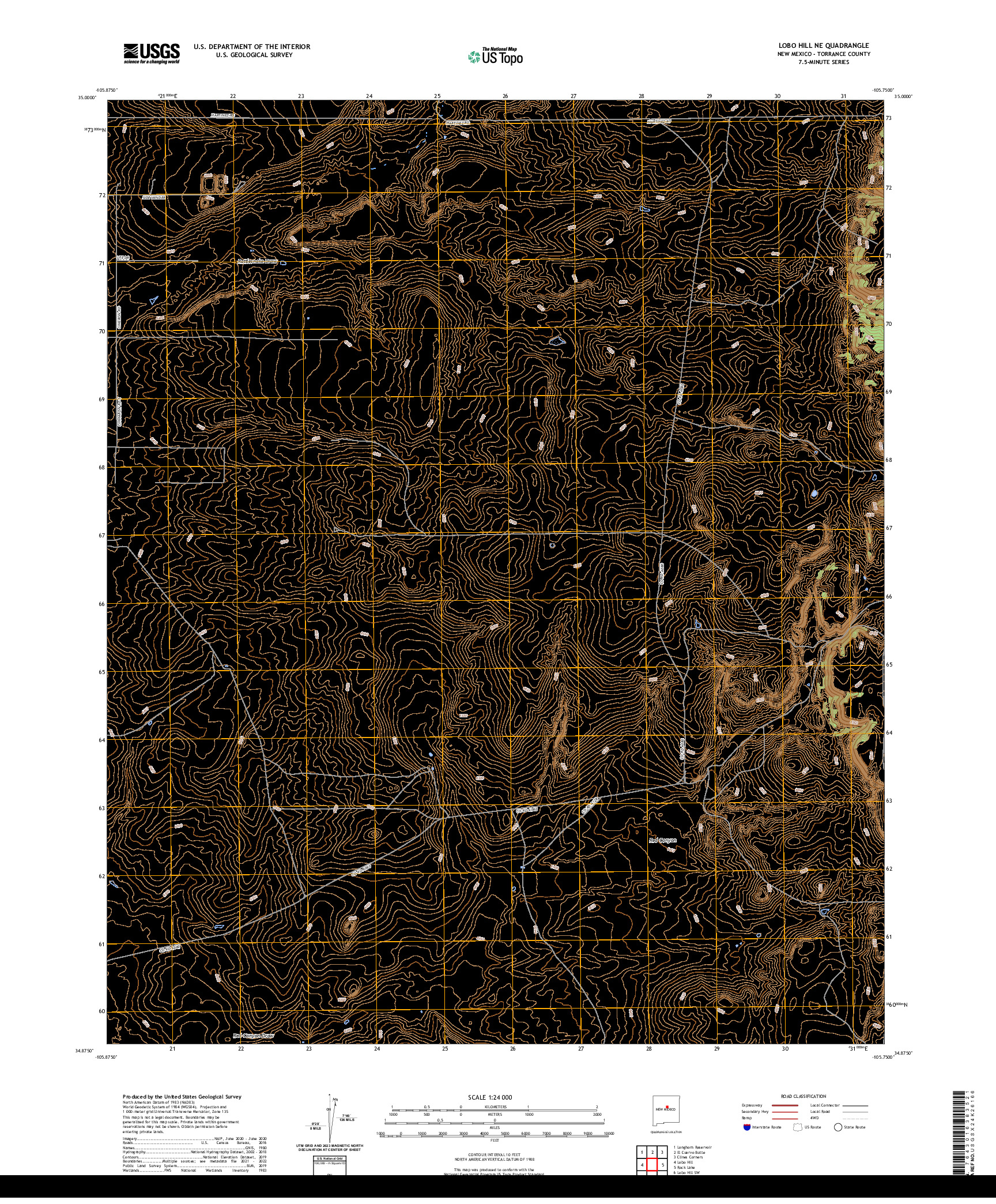US TOPO 7.5-MINUTE MAP FOR LOBO HILL NE, NM