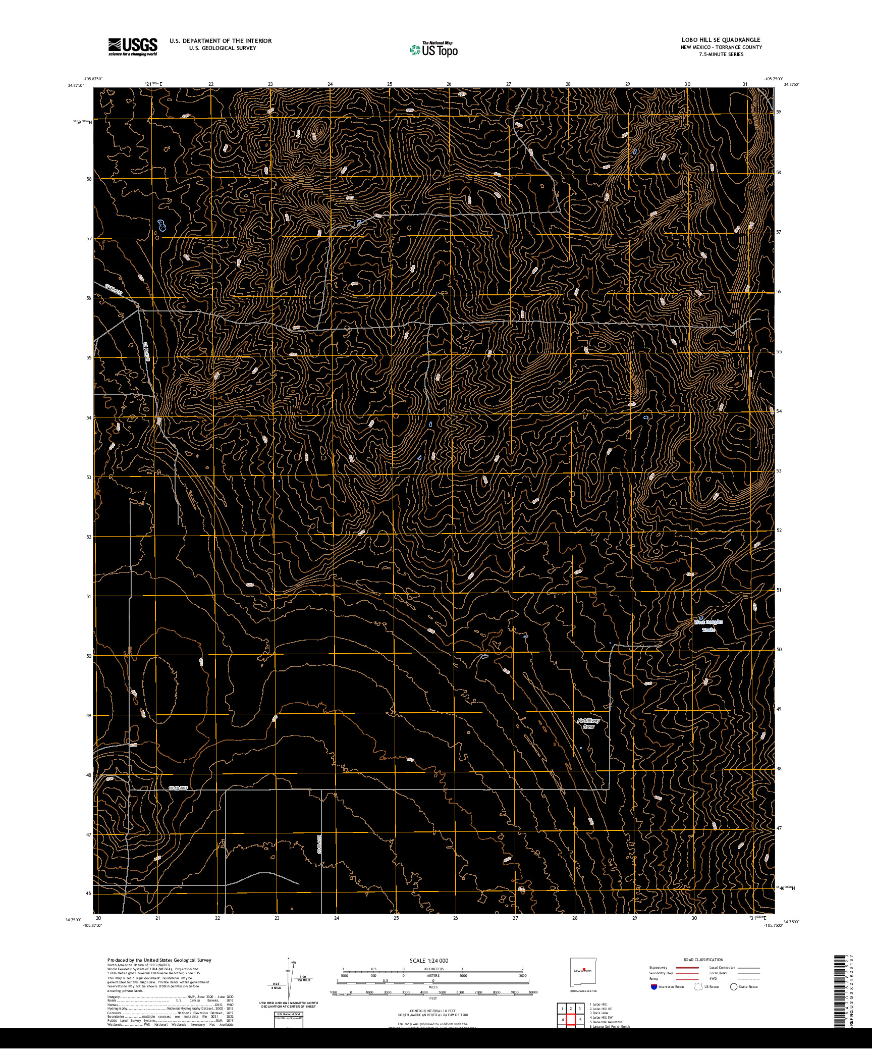 US TOPO 7.5-MINUTE MAP FOR LOBO HILL SE, NM