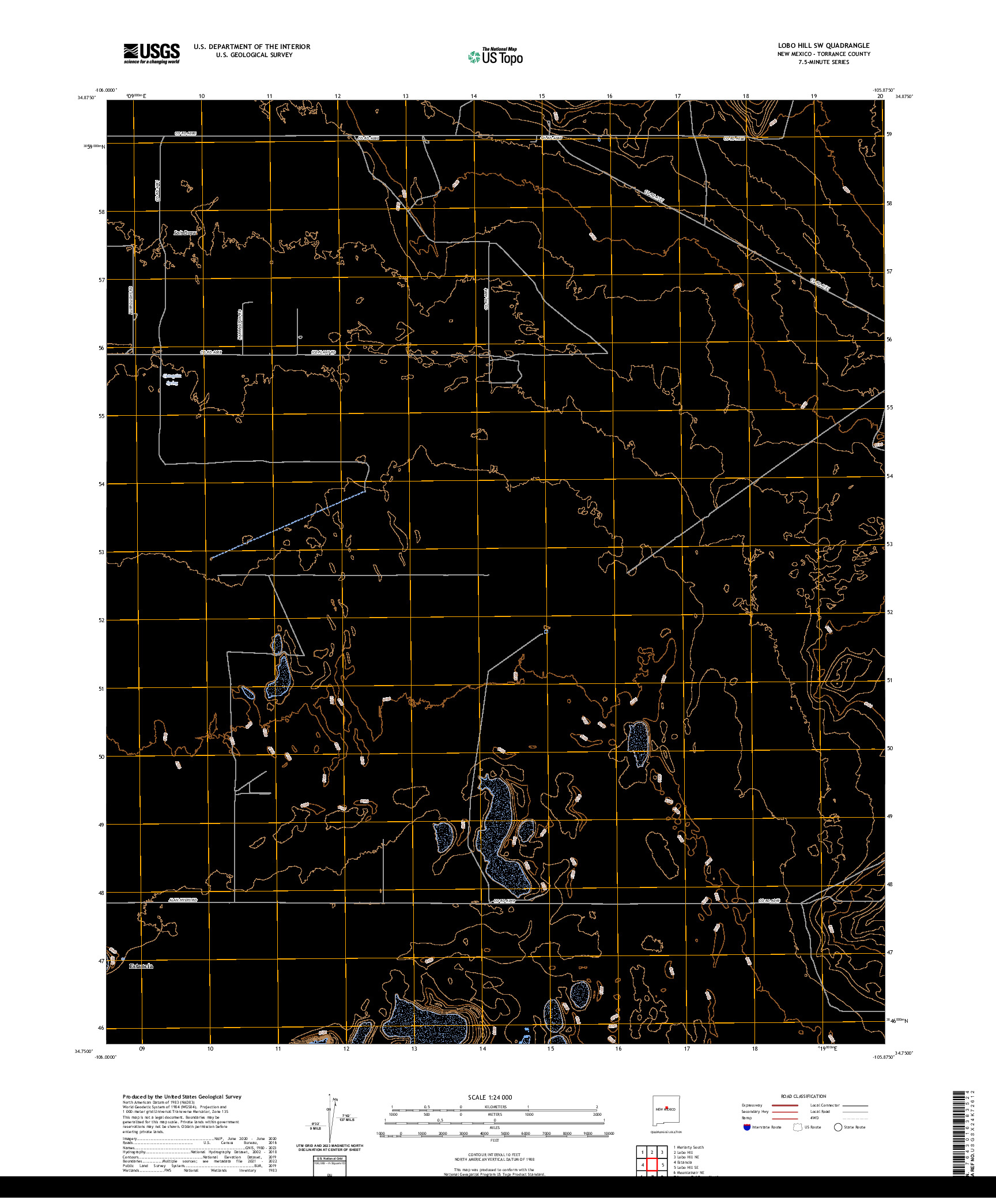 US TOPO 7.5-MINUTE MAP FOR LOBO HILL SW, NM
