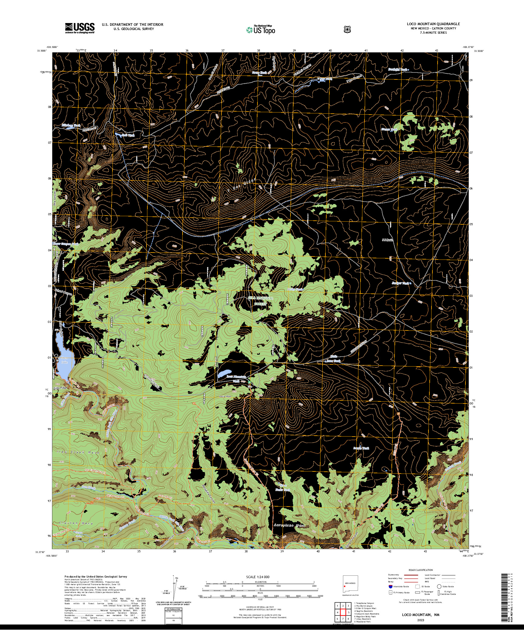 US TOPO 7.5-MINUTE MAP FOR LOCO MOUNTAIN, NM