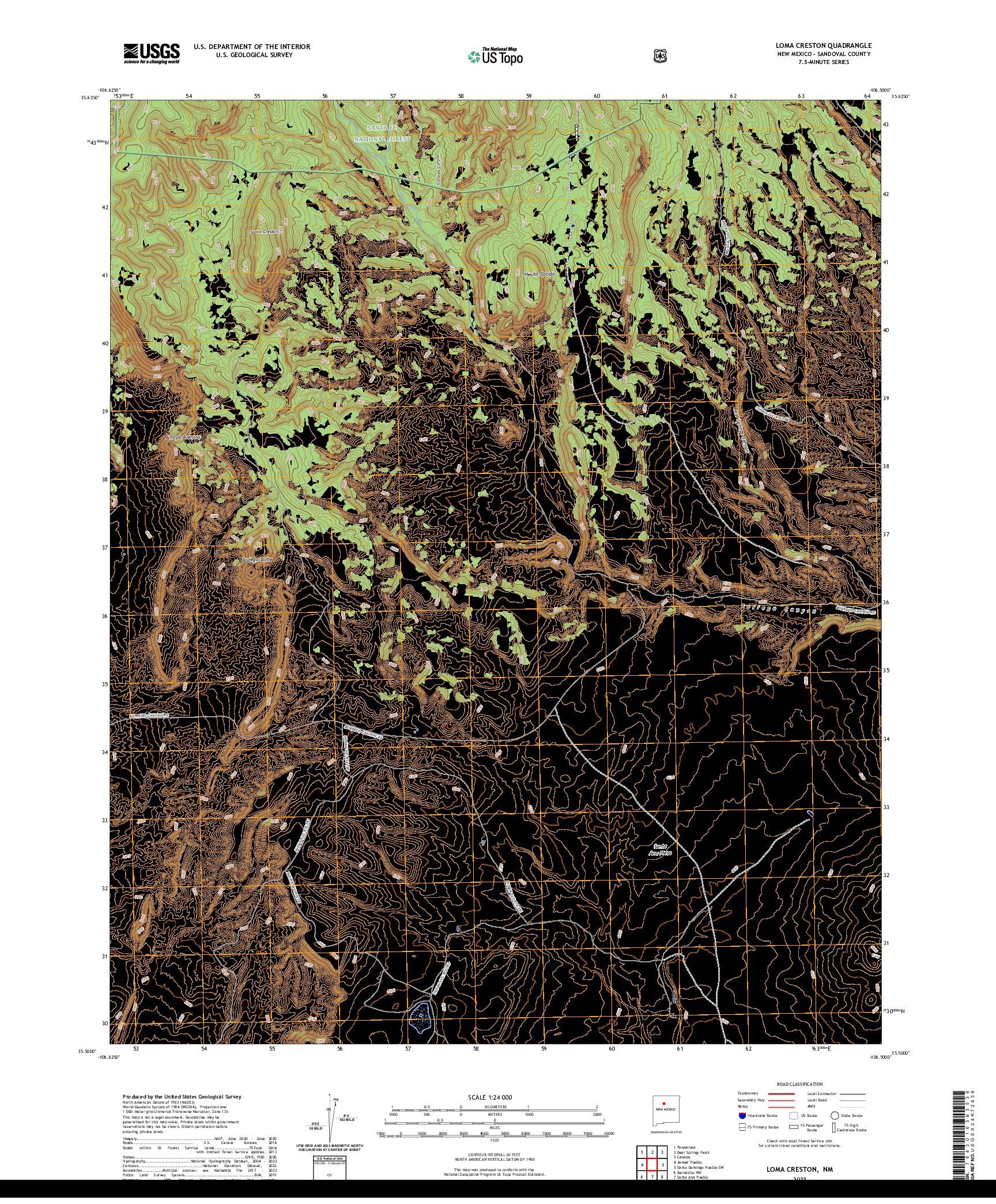 US TOPO 7.5-MINUTE MAP FOR LOMA CRESTON, NM