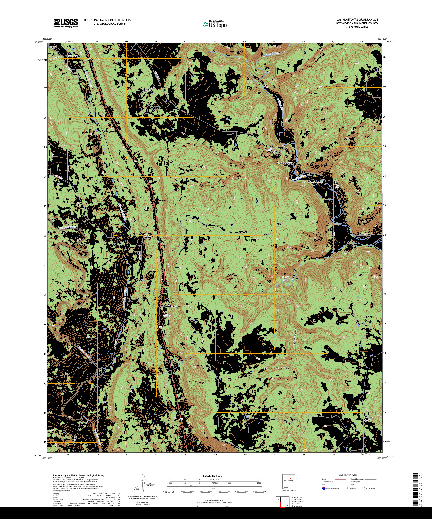 US TOPO 7.5-MINUTE MAP FOR LOS MONTOYAS, NM