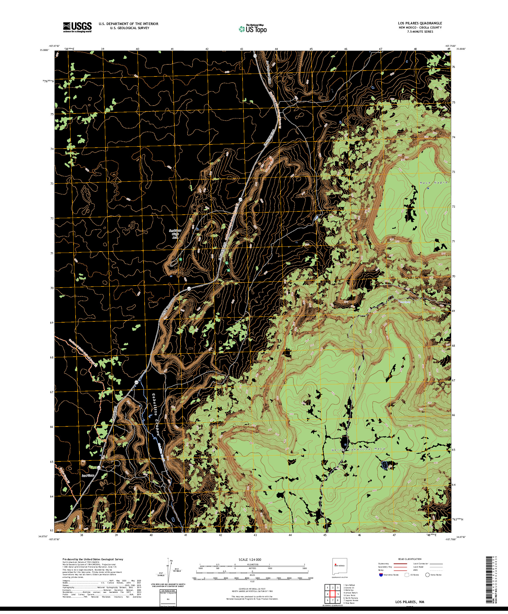 US TOPO 7.5-MINUTE MAP FOR LOS PILARES, NM