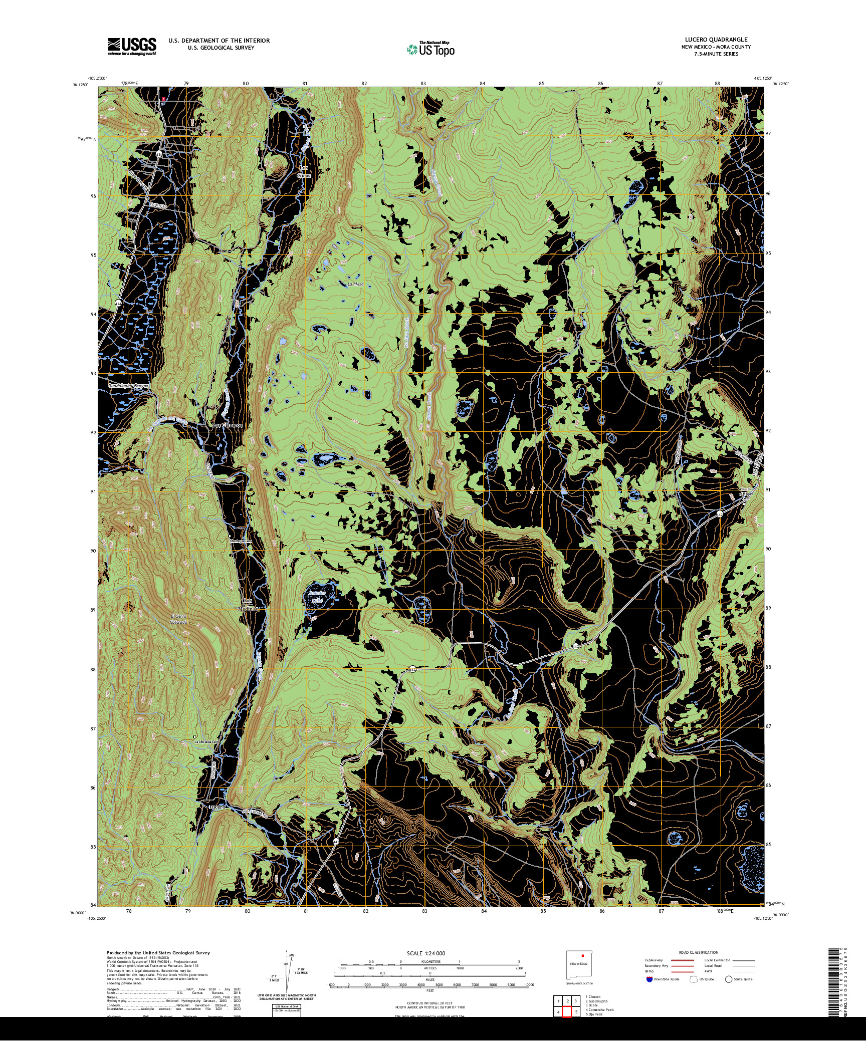 US TOPO 7.5-MINUTE MAP FOR LUCERO, NM