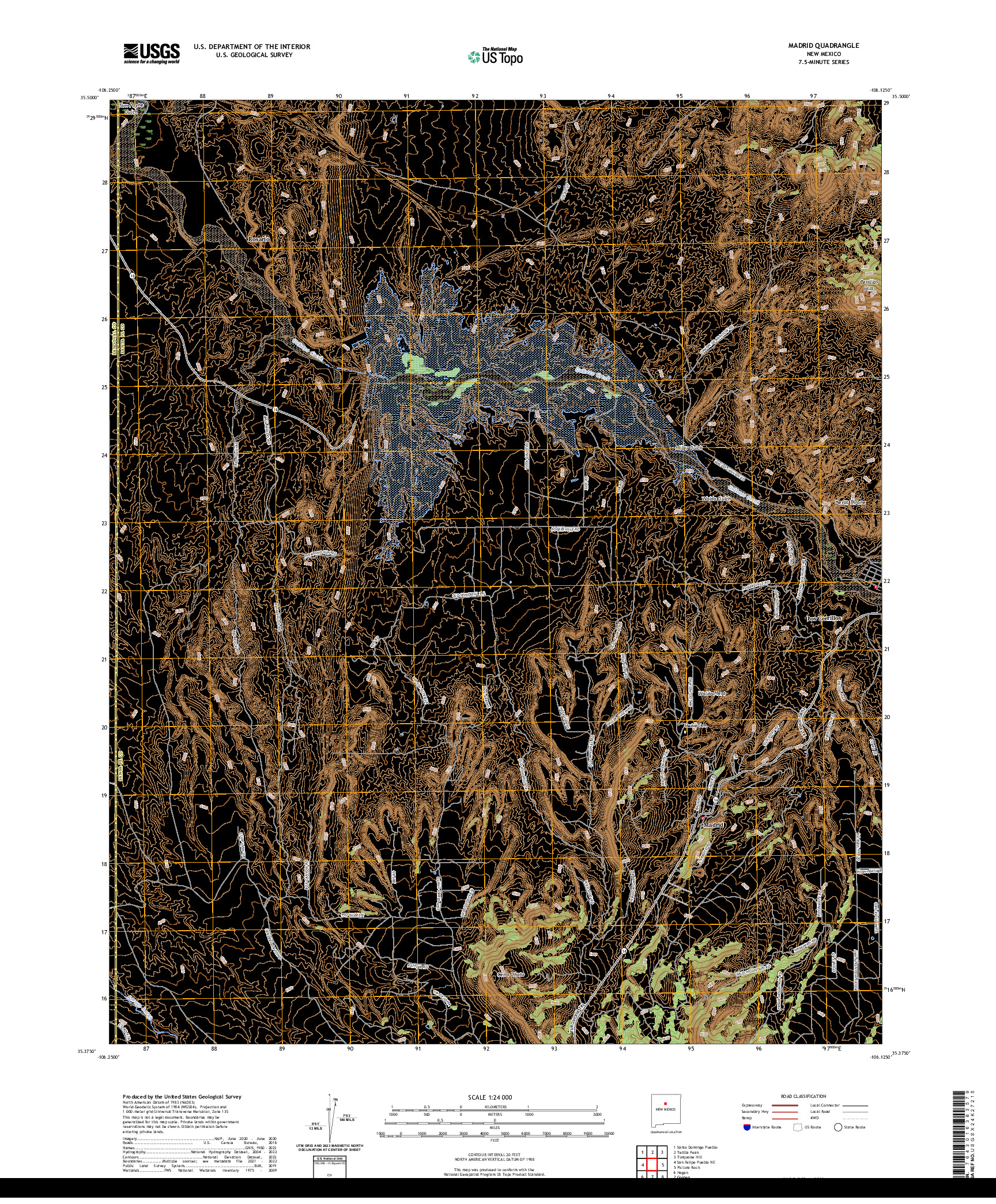 US TOPO 7.5-MINUTE MAP FOR MADRID, NM
