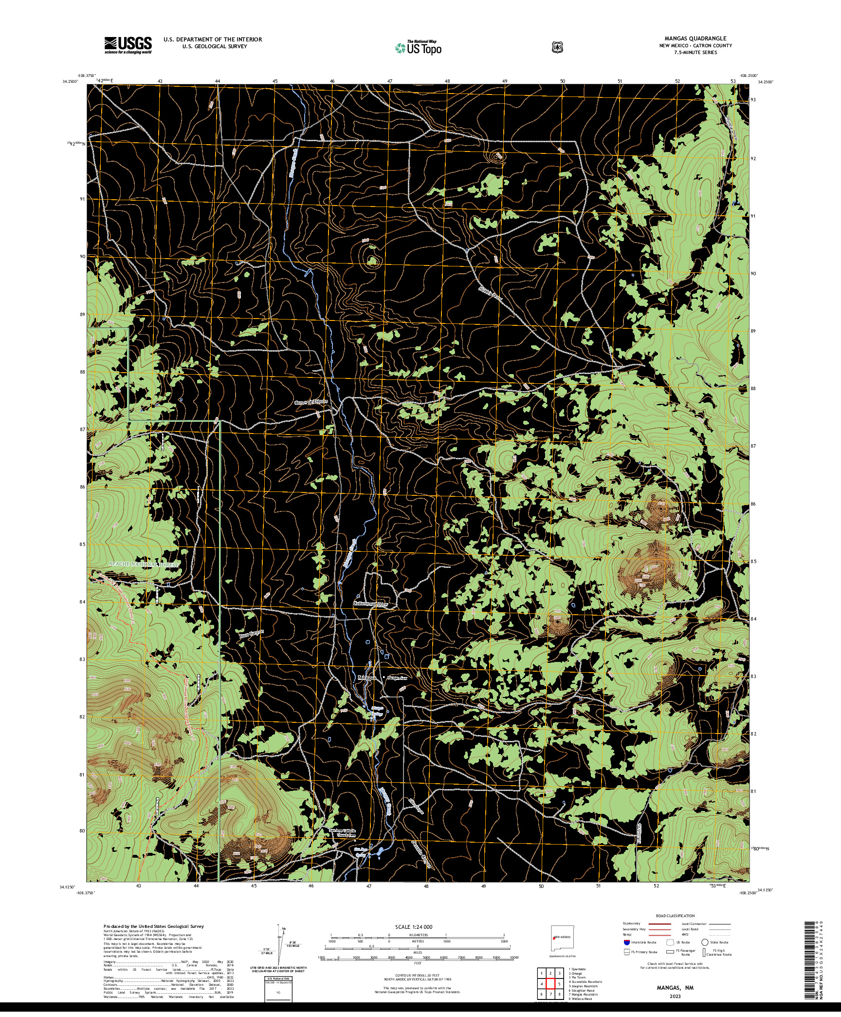 US TOPO 7.5-MINUTE MAP FOR MANGAS, NM