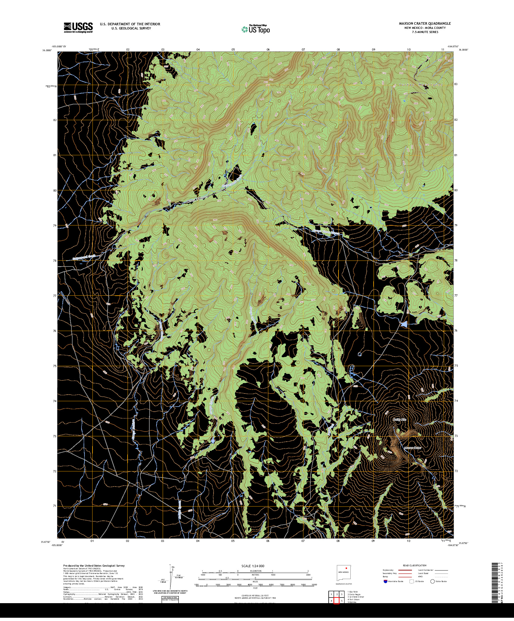 US TOPO 7.5-MINUTE MAP FOR MAXSON CRATER, NM