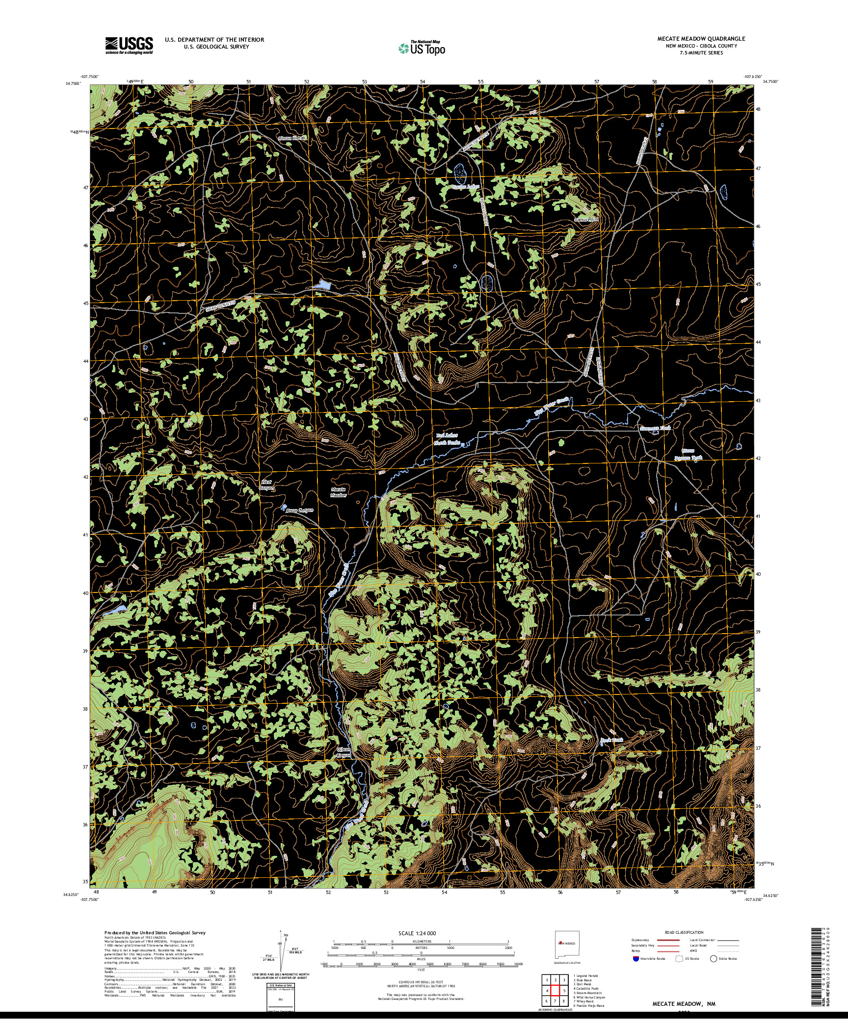US TOPO 7.5-MINUTE MAP FOR MECATE MEADOW, NM