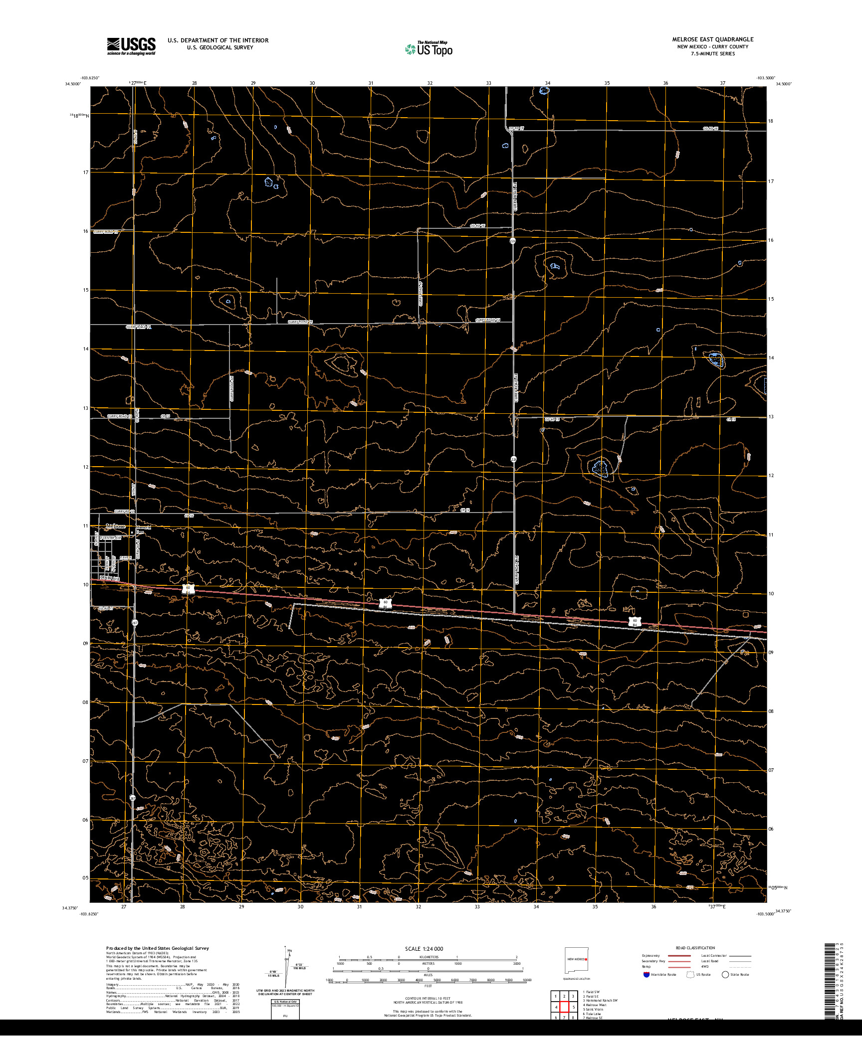 US TOPO 7.5-MINUTE MAP FOR MELROSE EAST, NM