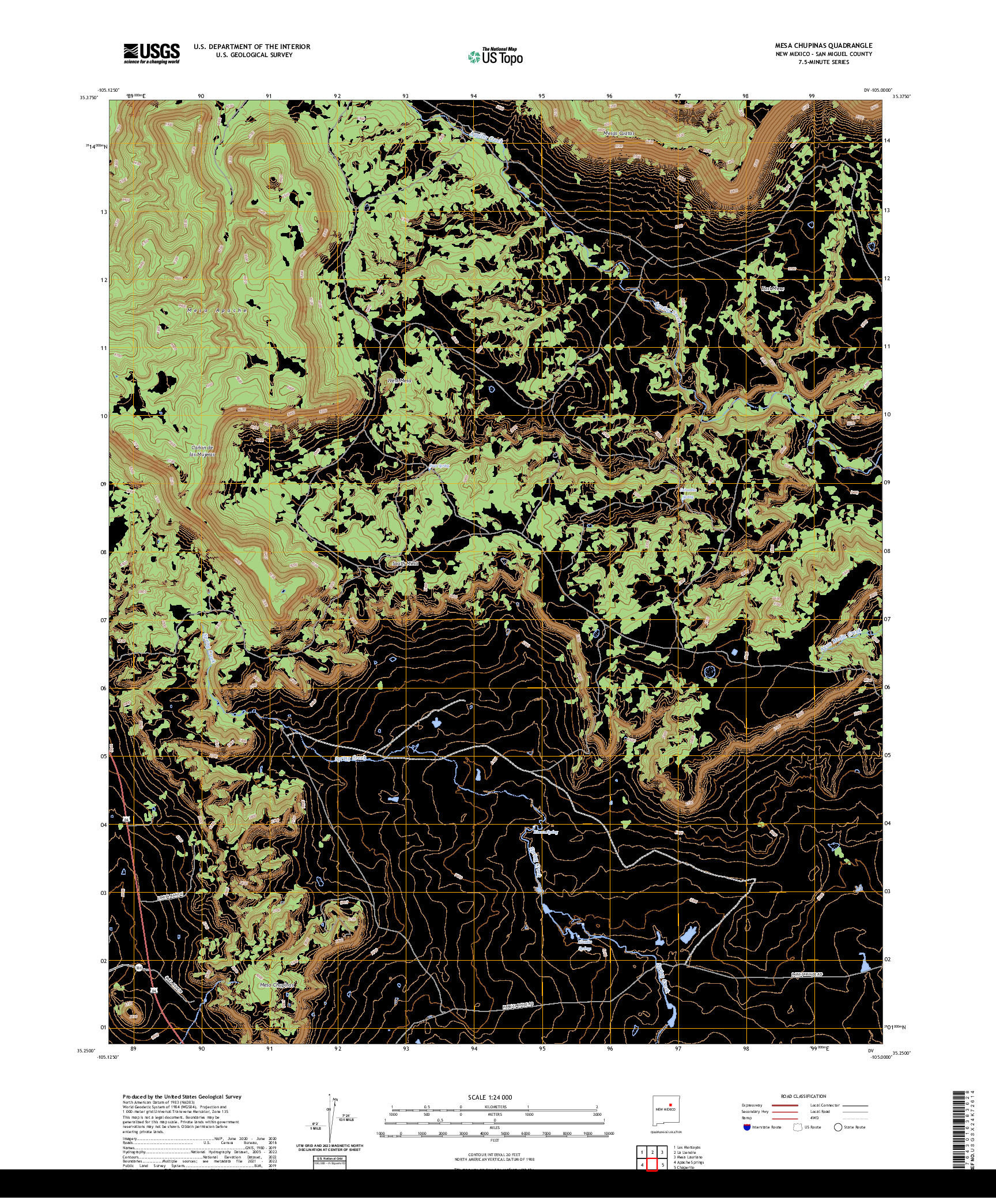 US TOPO 7.5-MINUTE MAP FOR MESA CHUPINAS, NM
