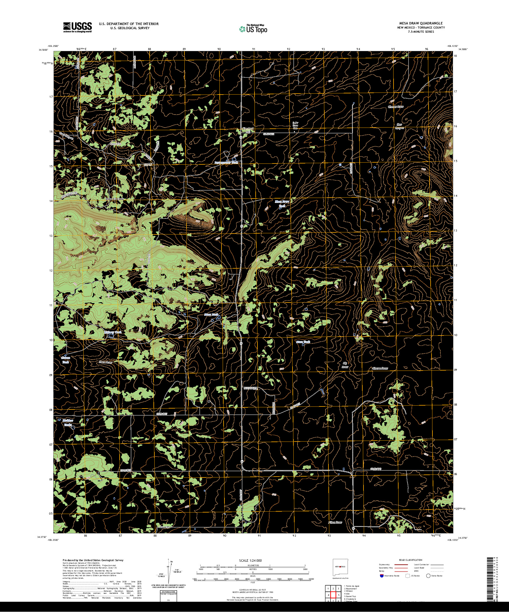 US TOPO 7.5-MINUTE MAP FOR MESA DRAW, NM