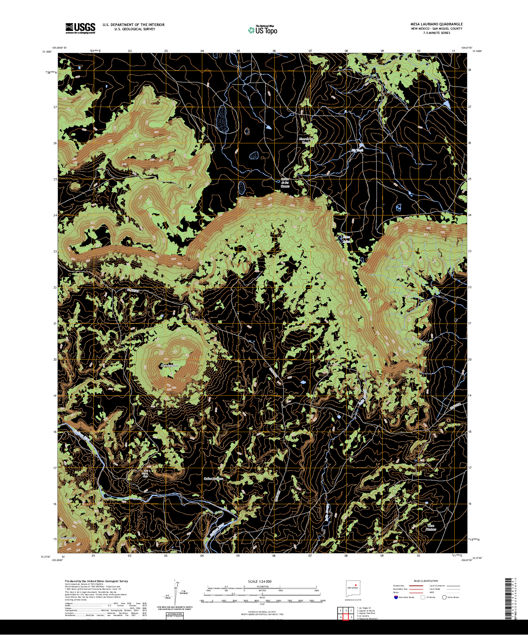 US TOPO 7.5-MINUTE MAP FOR MESA LAURIANO, NM