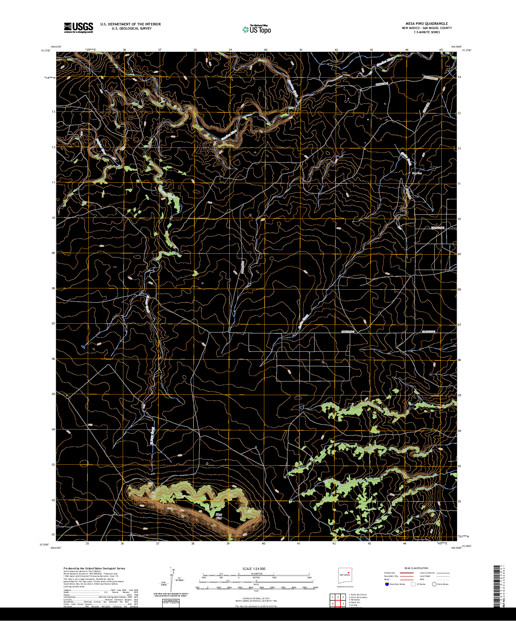US TOPO 7.5-MINUTE MAP FOR MESA PINO, NM