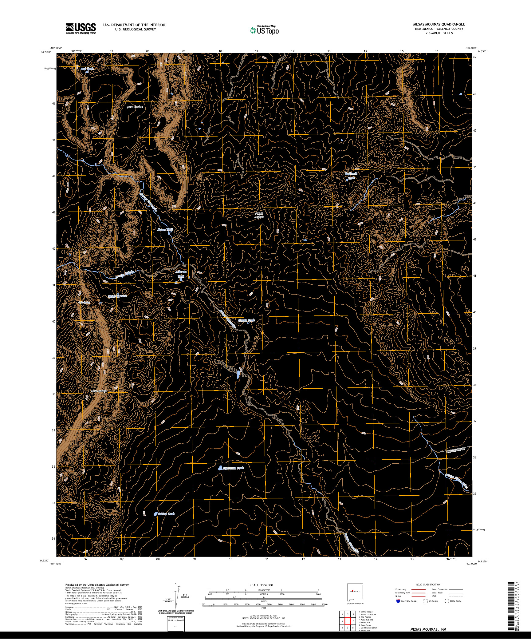 US TOPO 7.5-MINUTE MAP FOR MESAS MOJINAS, NM