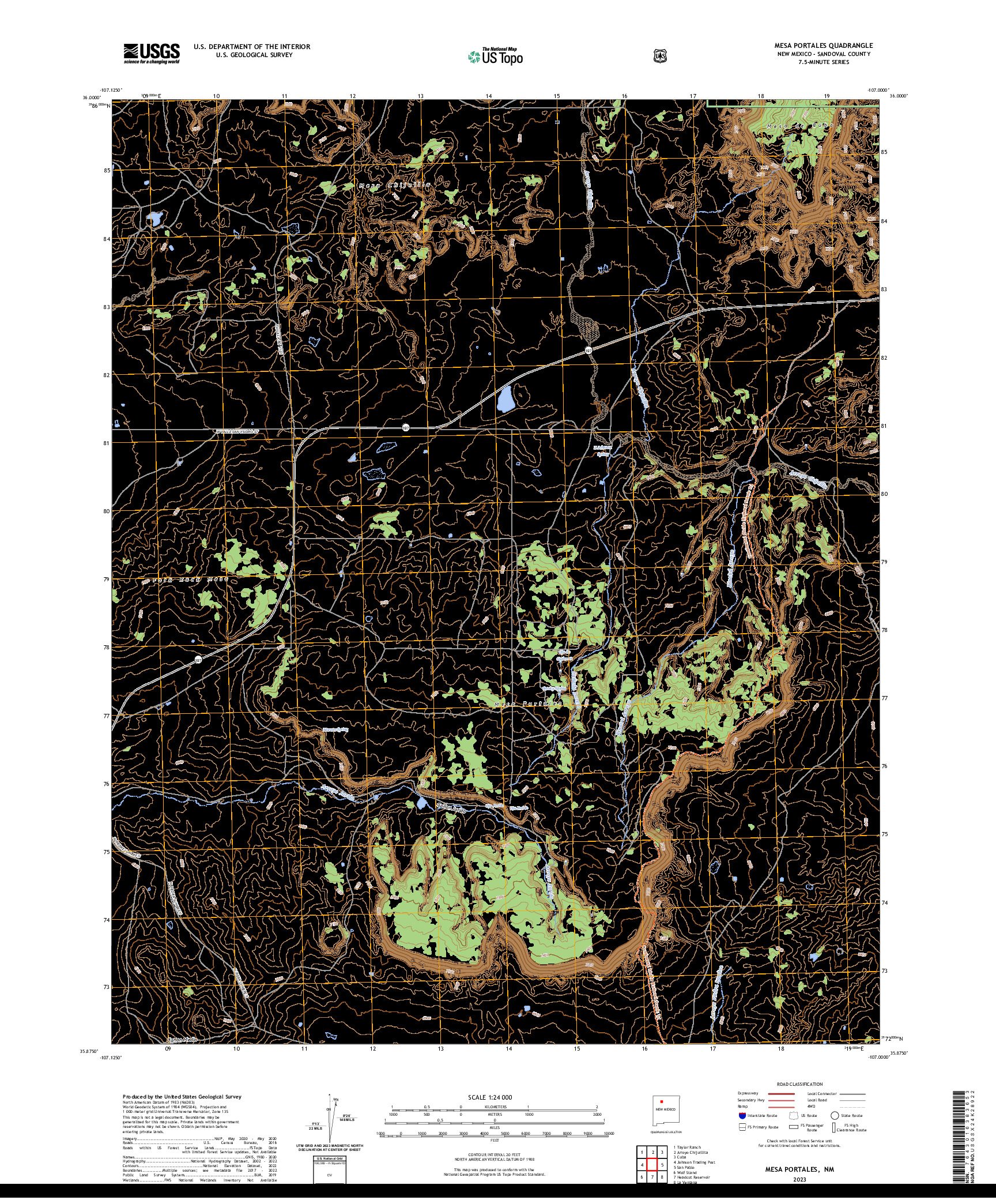 US TOPO 7.5-MINUTE MAP FOR MESA PORTALES, NM