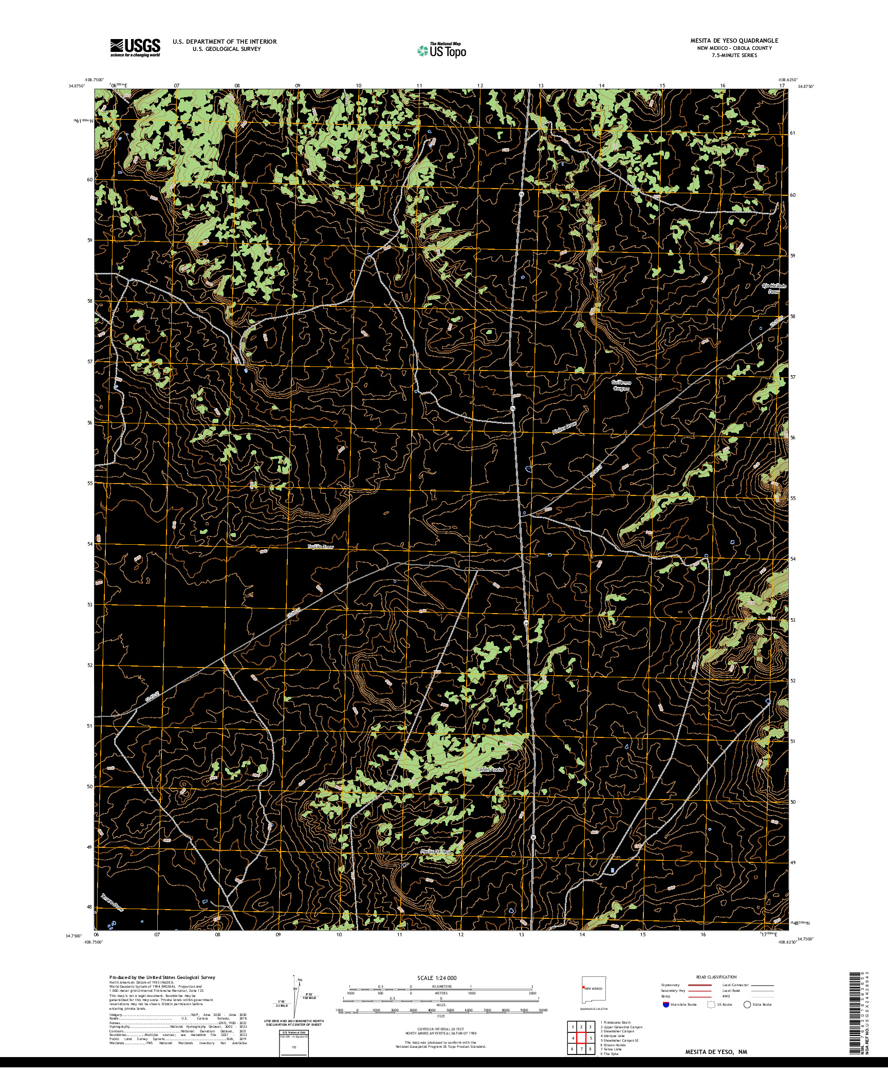 US TOPO 7.5-MINUTE MAP FOR MESITA DE YESO, NM