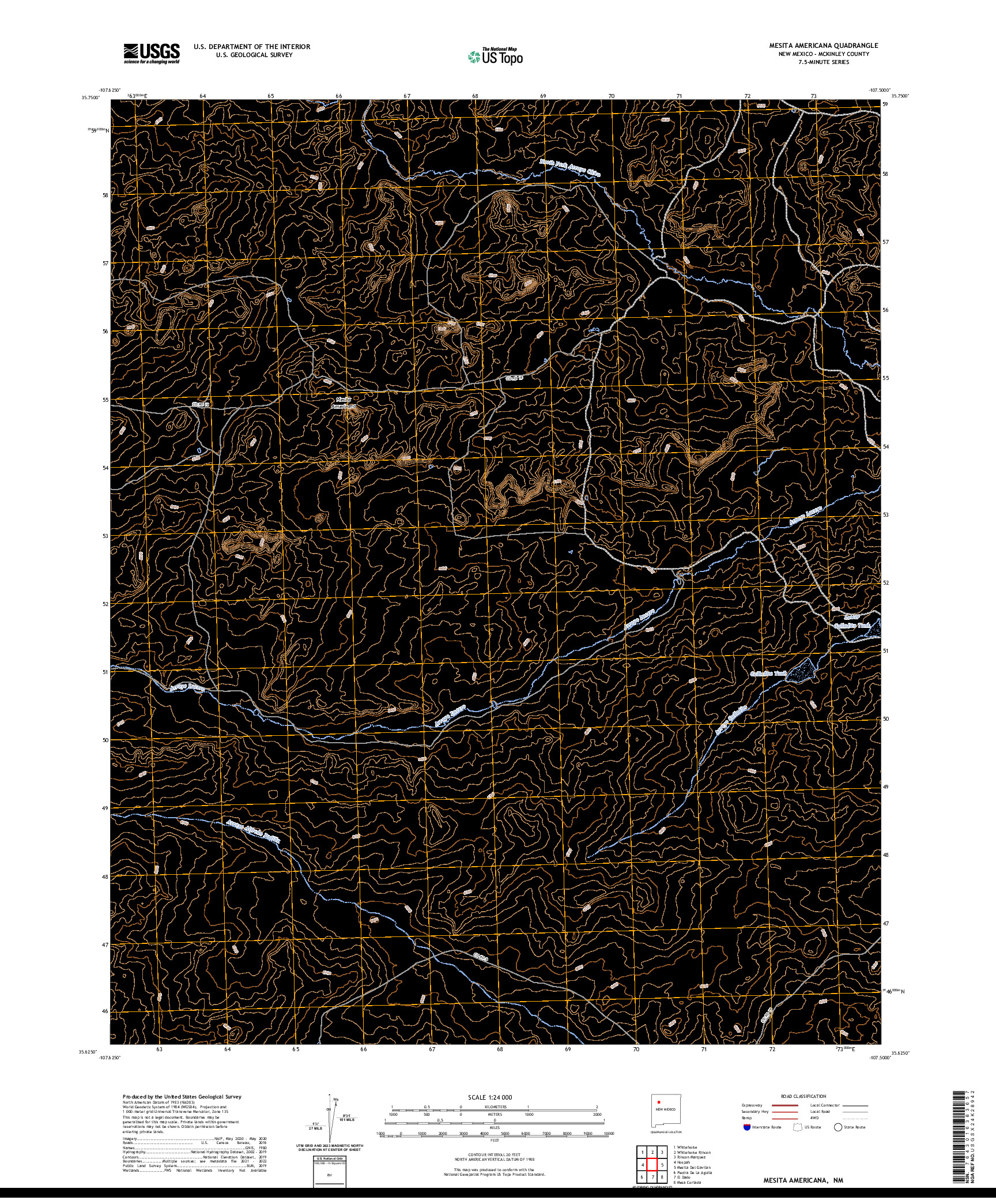US TOPO 7.5-MINUTE MAP FOR MESITA AMERICANA, NM