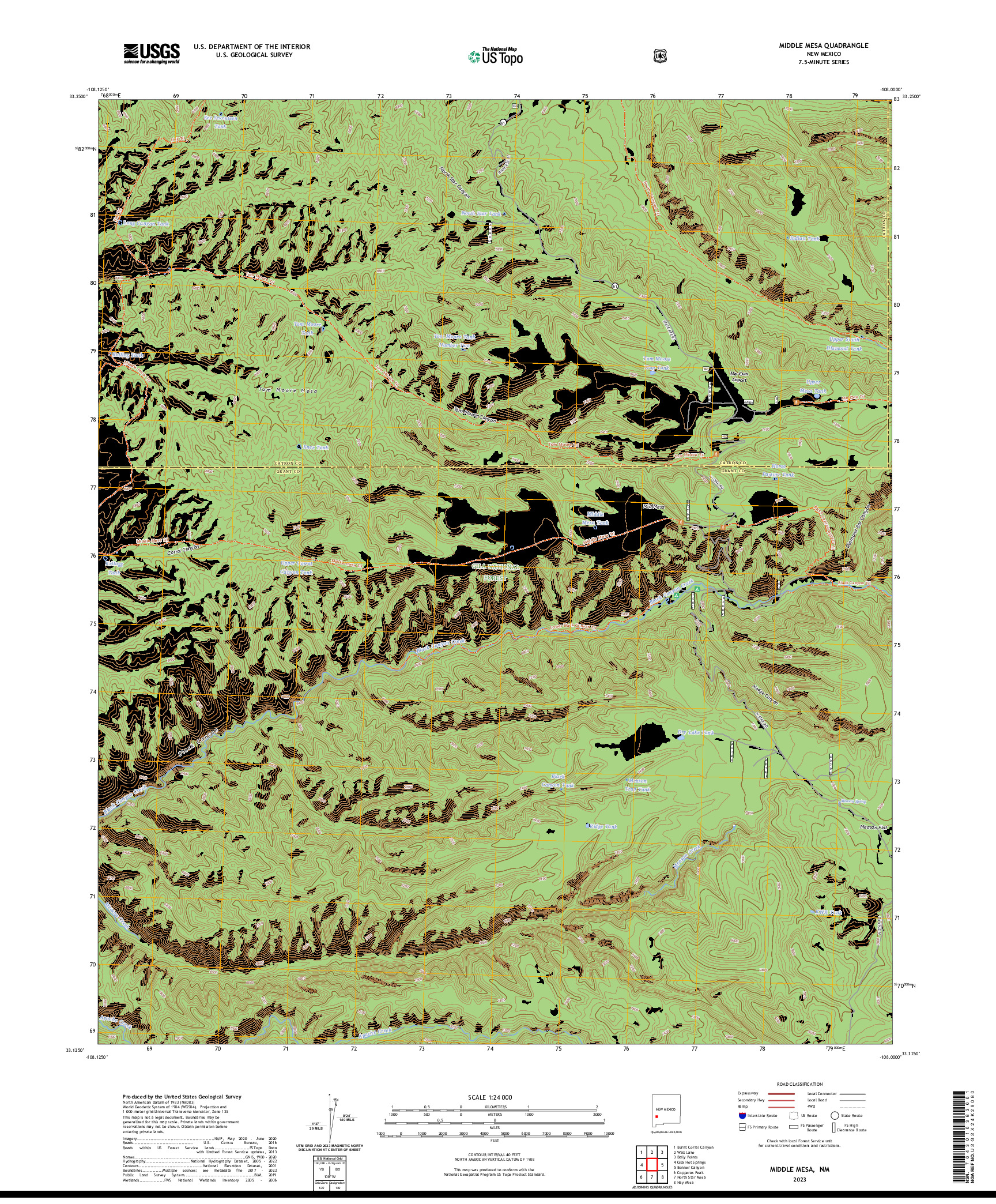 US TOPO 7.5-MINUTE MAP FOR MIDDLE MESA, NM