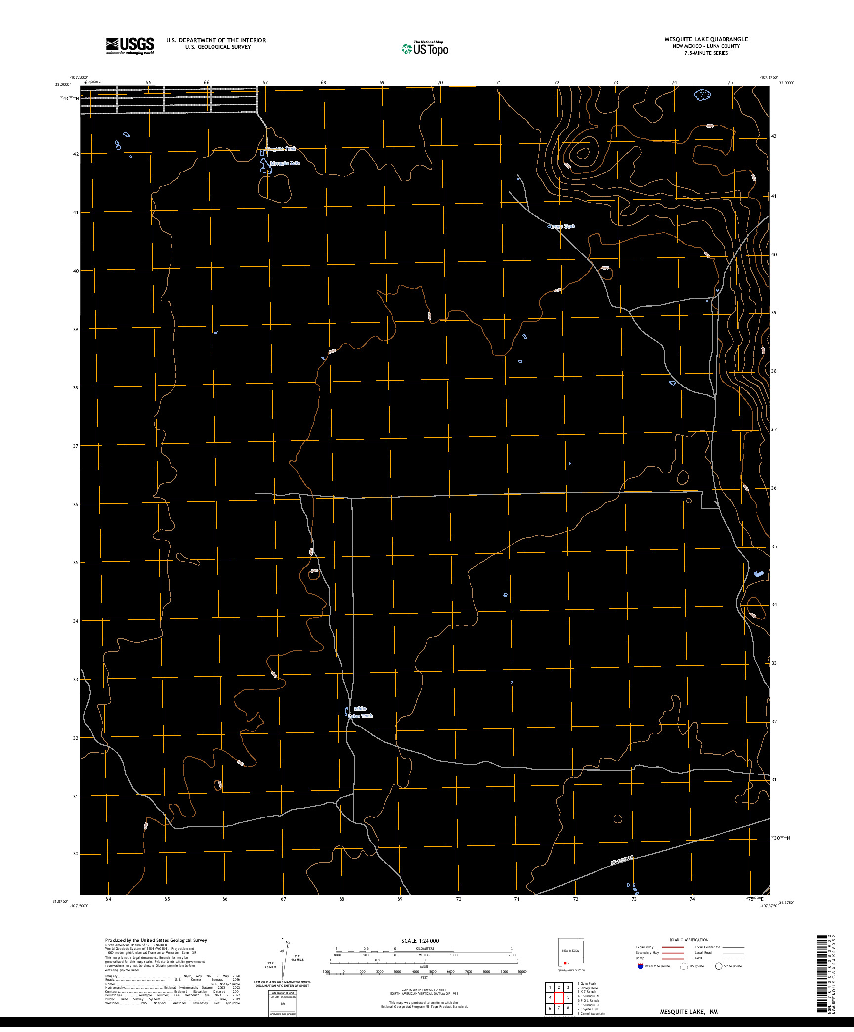 US TOPO 7.5-MINUTE MAP FOR MESQUITE LAKE, NM