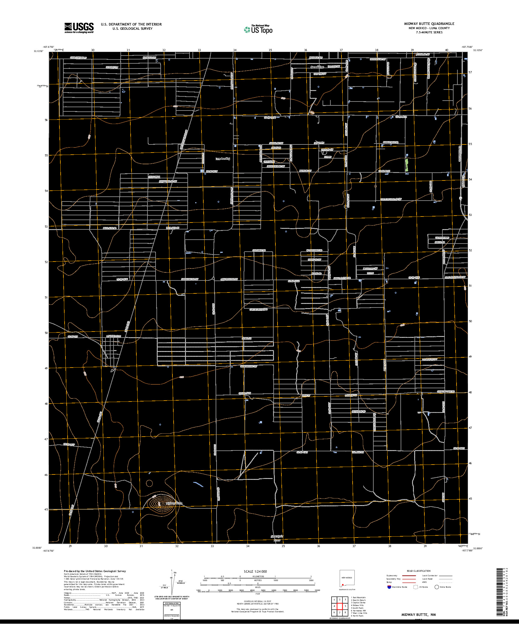 US TOPO 7.5-MINUTE MAP FOR MIDWAY BUTTE, NM
