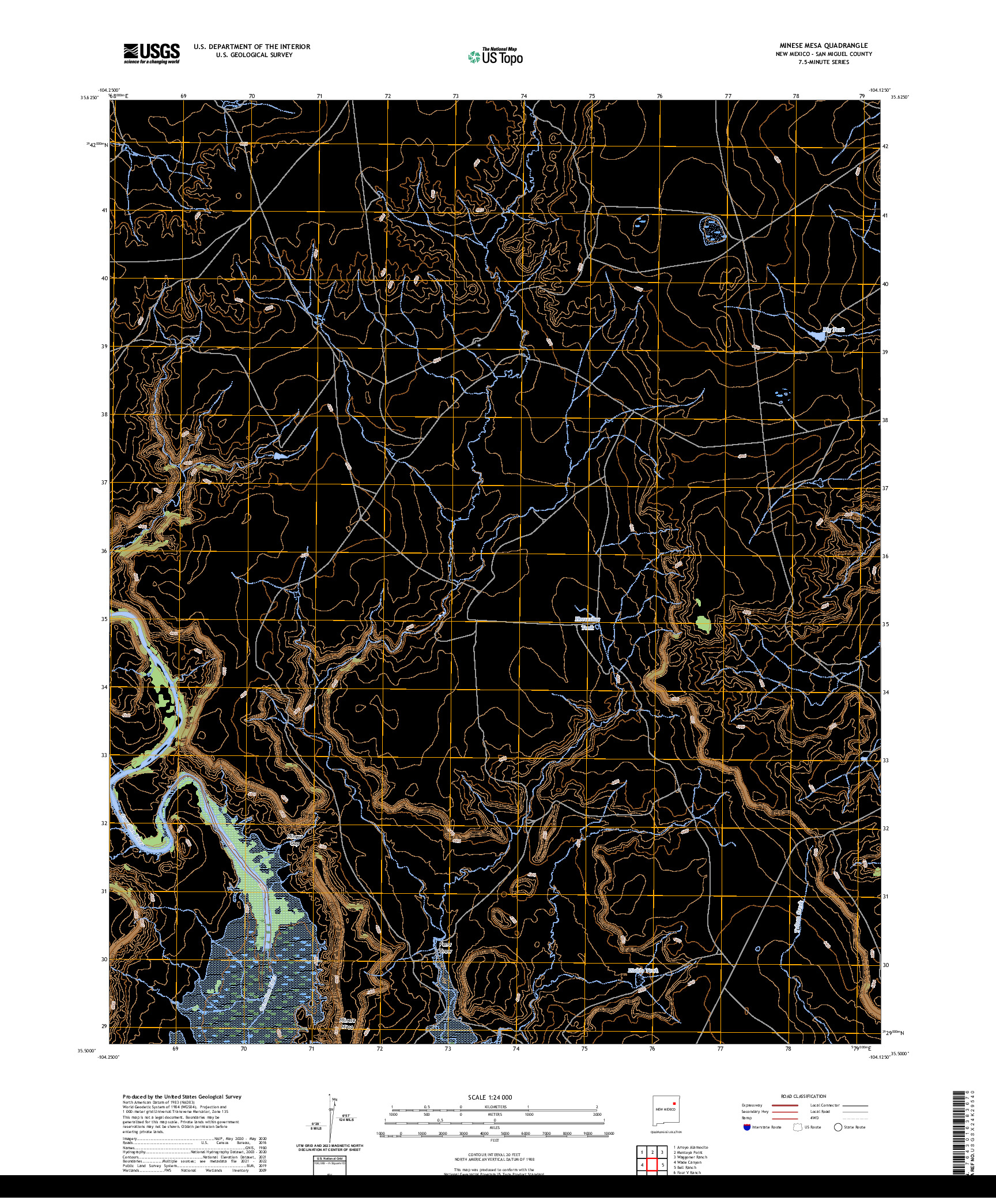 US TOPO 7.5-MINUTE MAP FOR MINESE MESA, NM