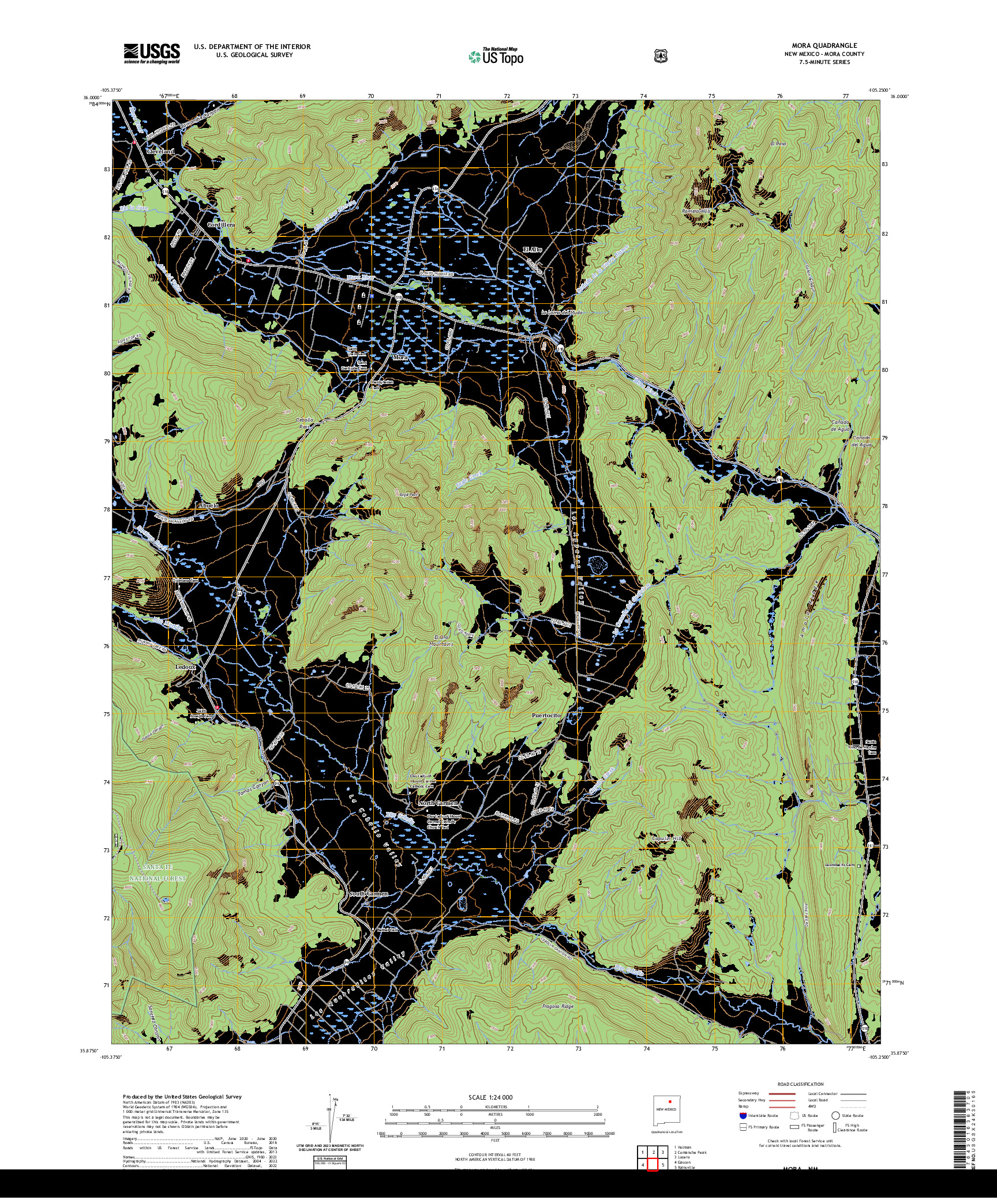 US TOPO 7.5-MINUTE MAP FOR MORA, NM