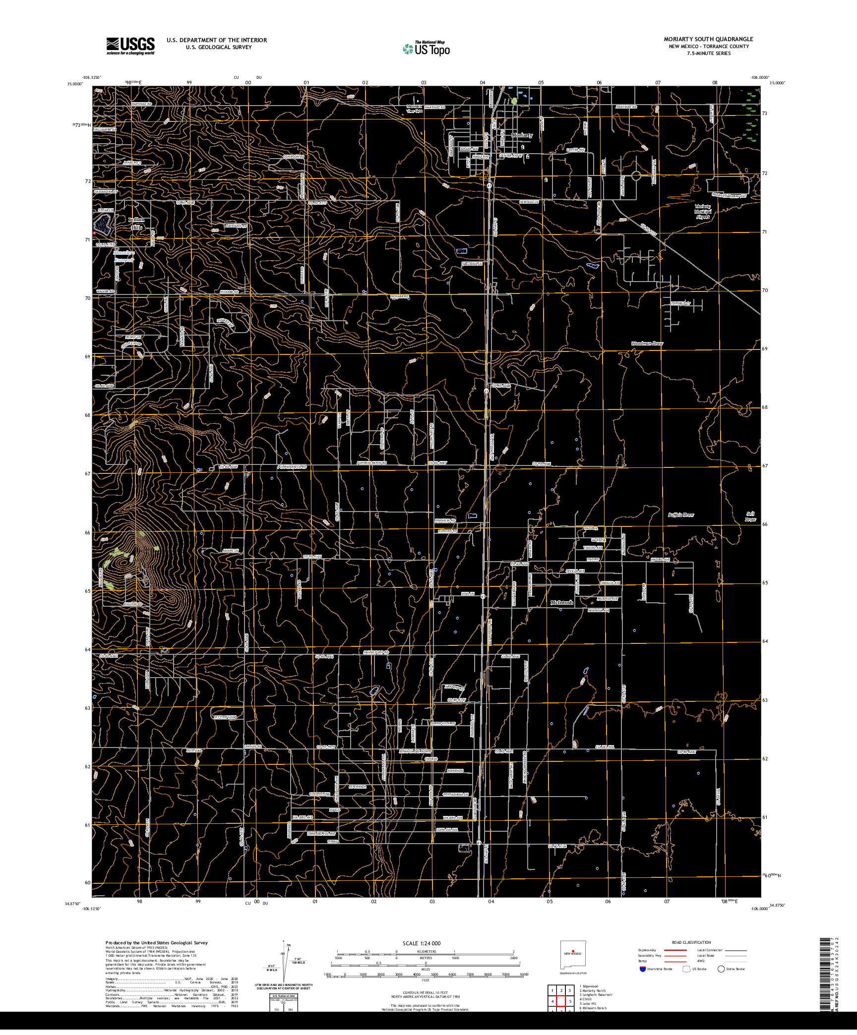 US TOPO 7.5-MINUTE MAP FOR MORIARTY SOUTH, NM