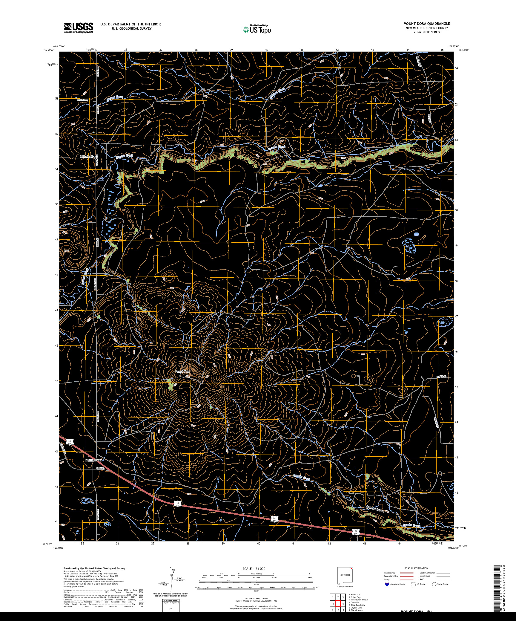 US TOPO 7.5-MINUTE MAP FOR MOUNT DORA, NM