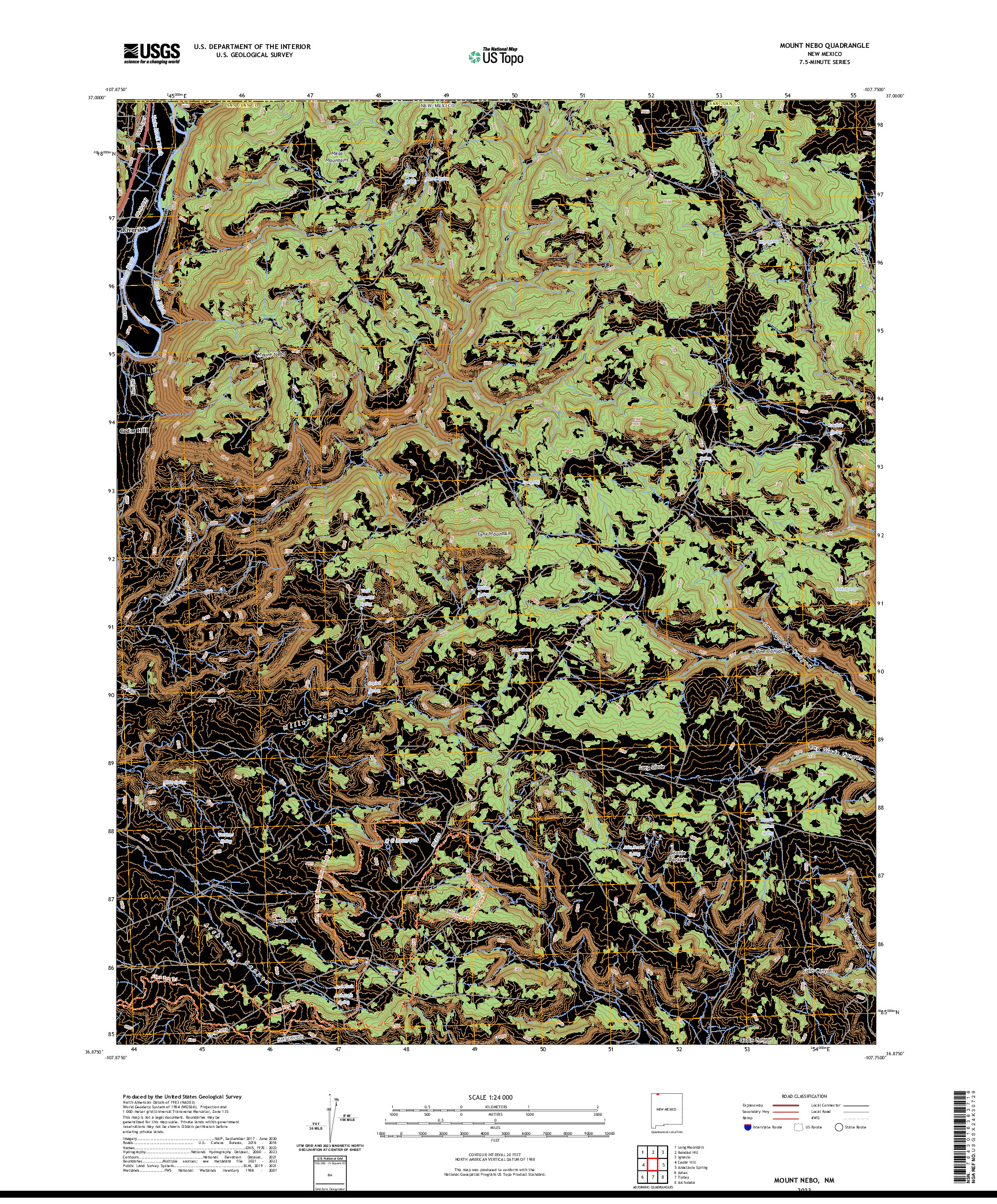 US TOPO 7.5-MINUTE MAP FOR MOUNT NEBO, NM