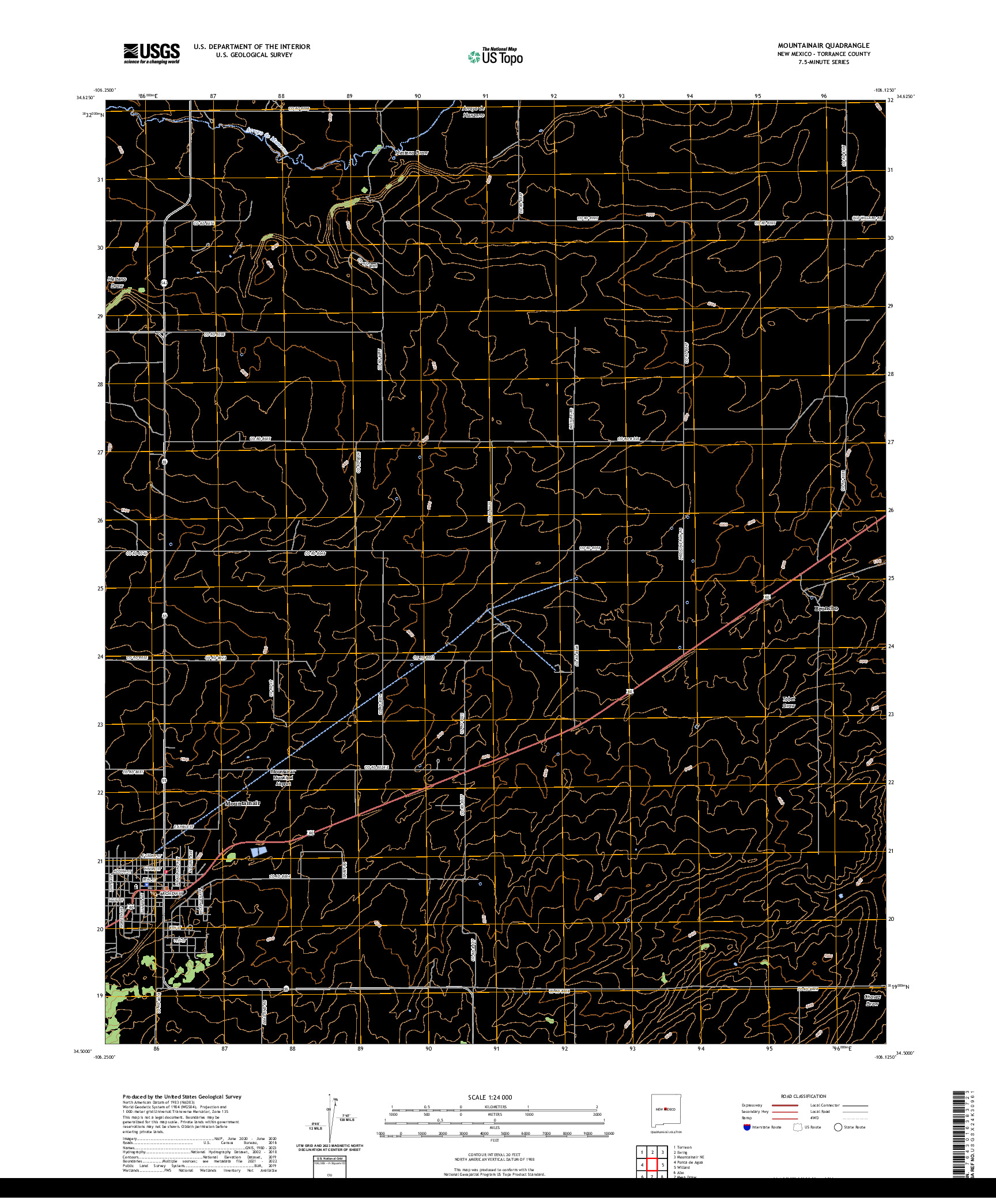US TOPO 7.5-MINUTE MAP FOR MOUNTAINAIR, NM
