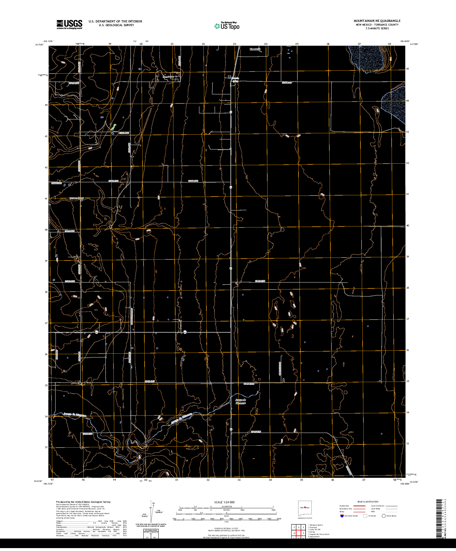 US TOPO 7.5-MINUTE MAP FOR MOUNTAINAIR NE, NM