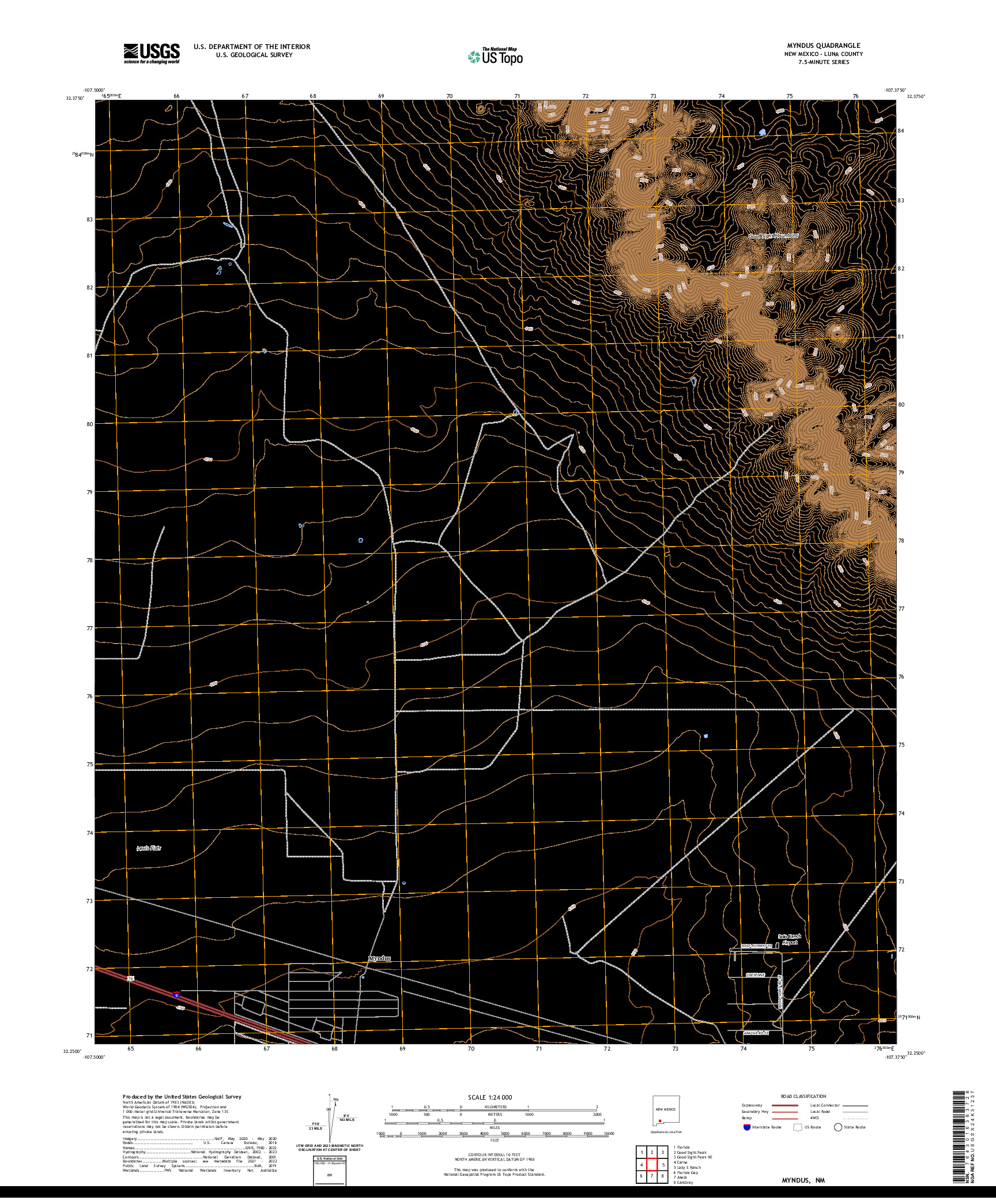 US TOPO 7.5-MINUTE MAP FOR MYNDUS, NM