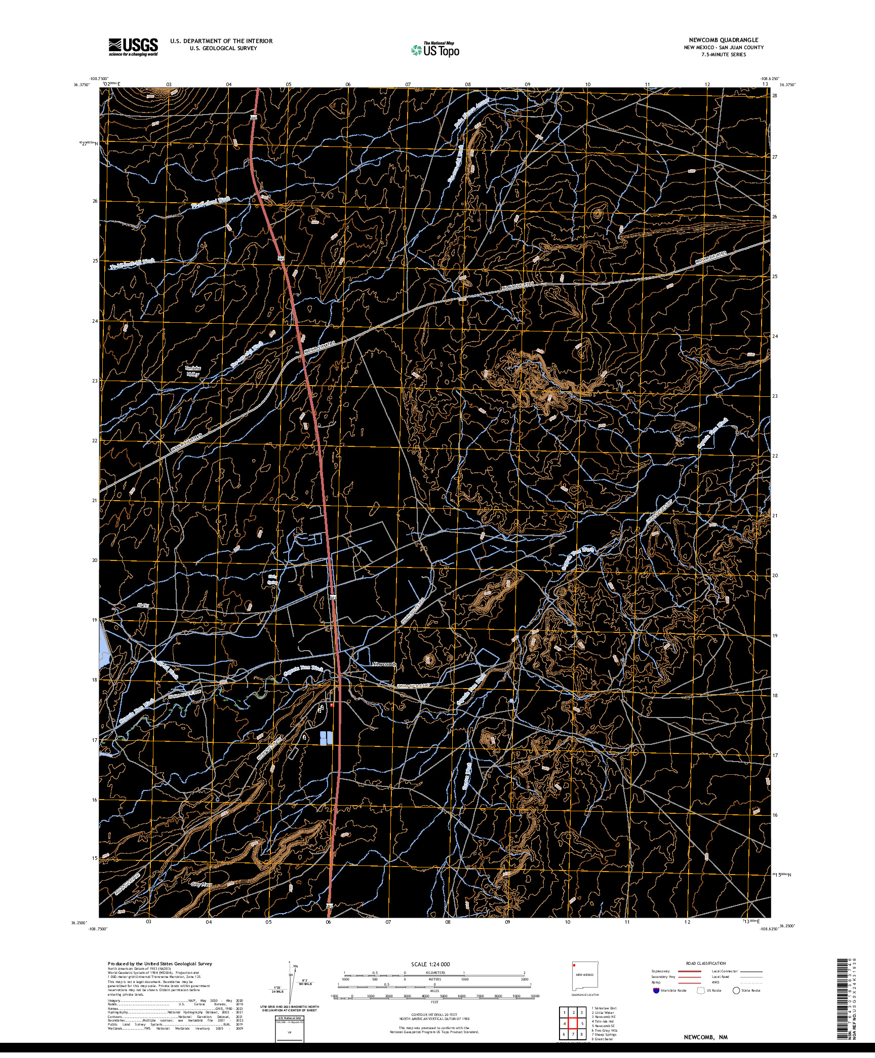 US TOPO 7.5-MINUTE MAP FOR NEWCOMB, NM